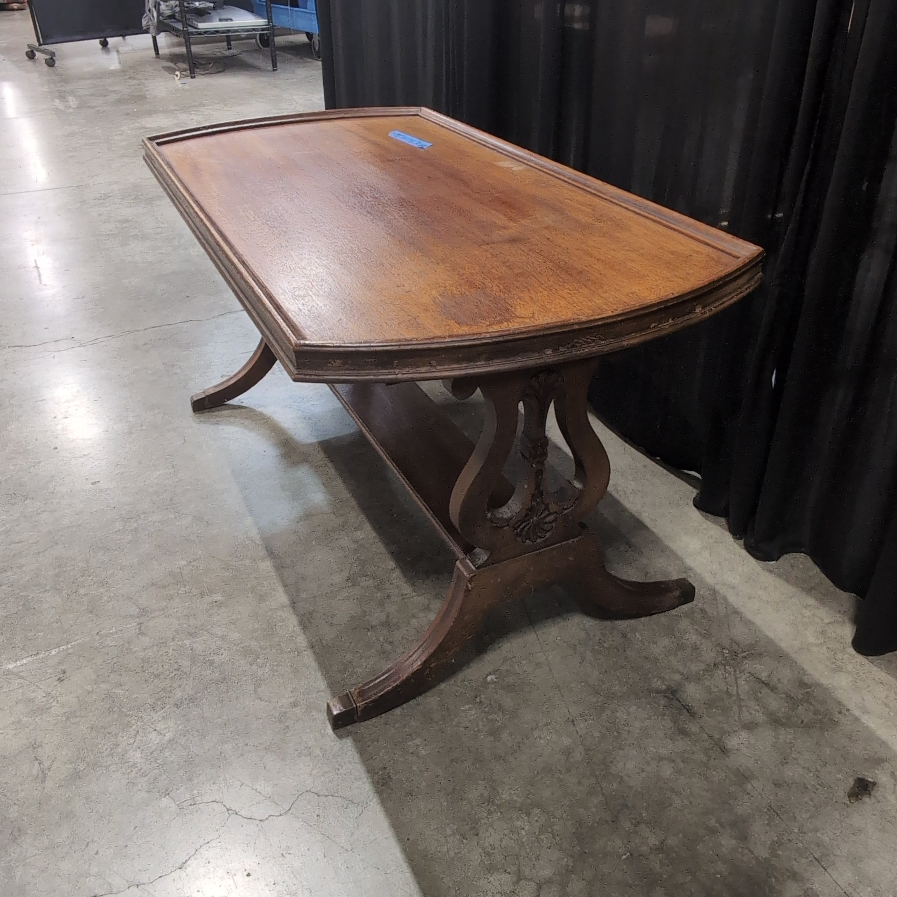 Traditional Brown Wood Console Table with Tray Top