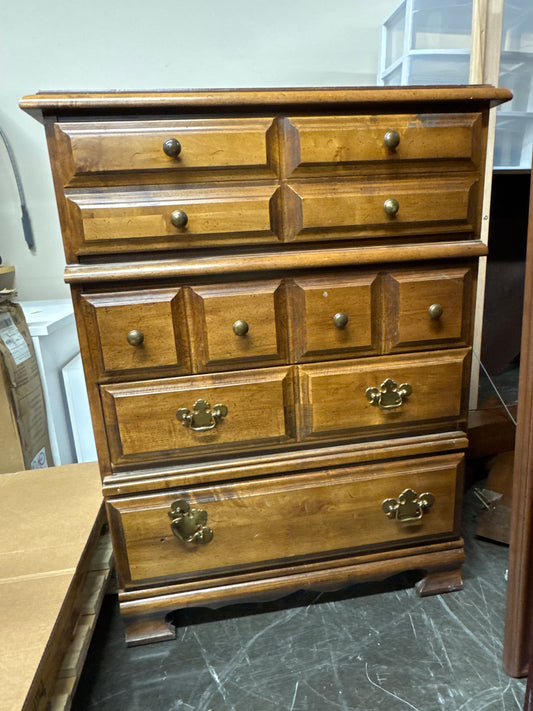 Rustic Wood Five-Drawer Dresser