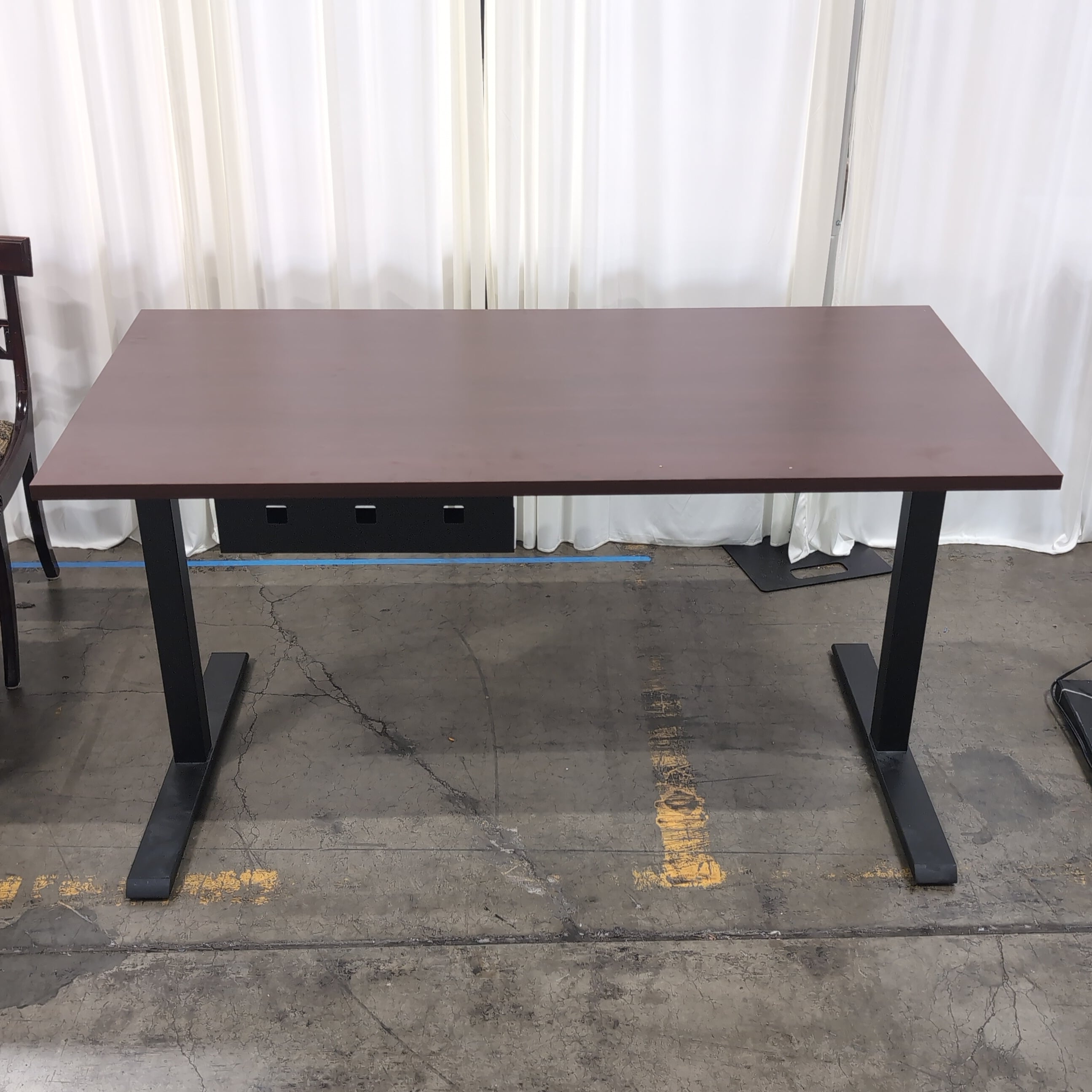 Dark Brown Laminate Adjustable Height Desk