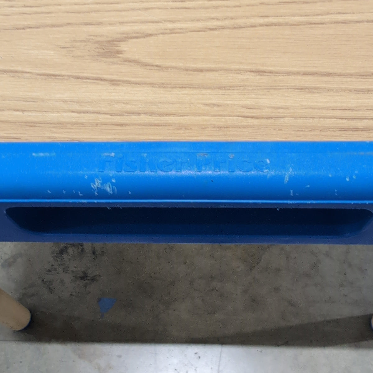 Blue Plastic Frame Kids Table with Wood-Look Top