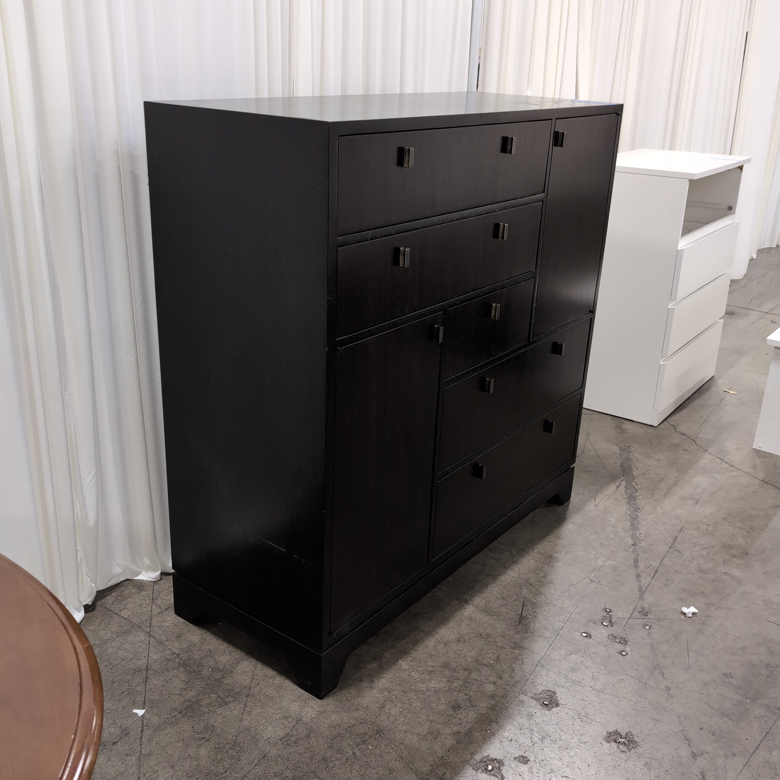 Dark Wood TV Stand with Cabinet Storage