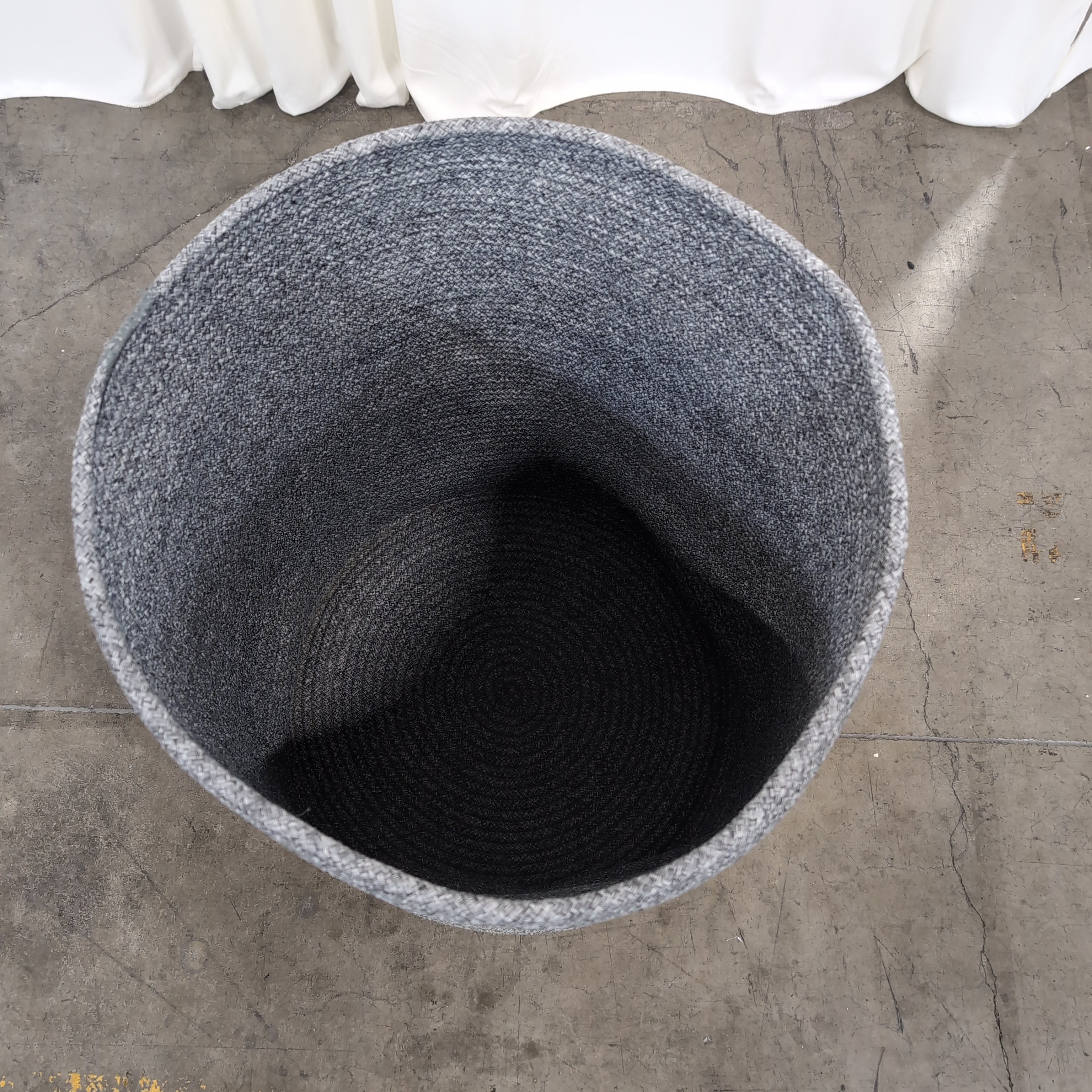 Round Grey Woven Laundry Hamper with a Lid
