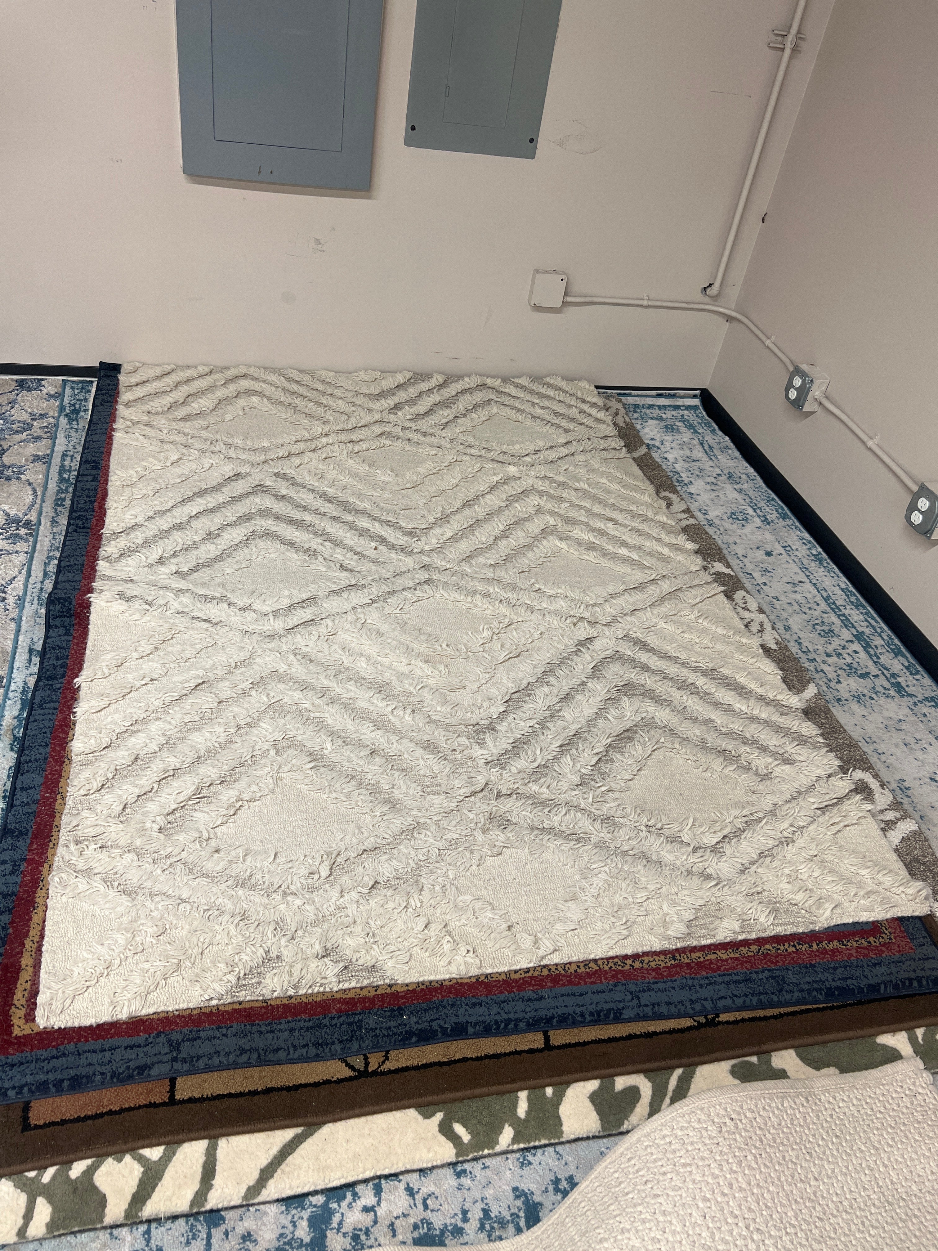 Textured Grey and Off-White Area Rugs