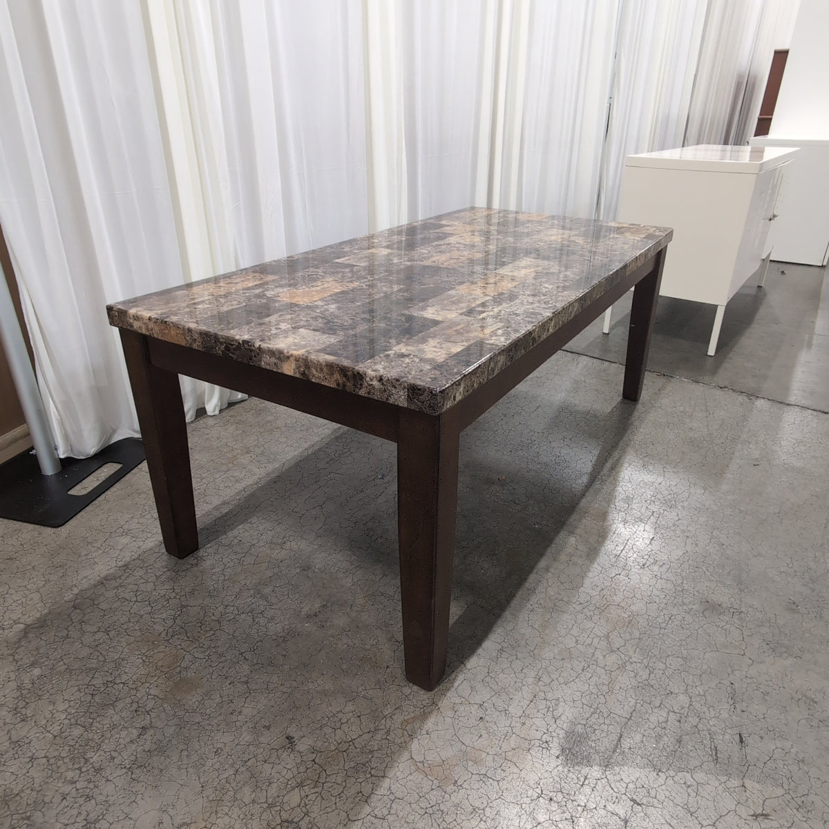 Rectangular Multi-tone Patterned Top Dining Table with Wood Base