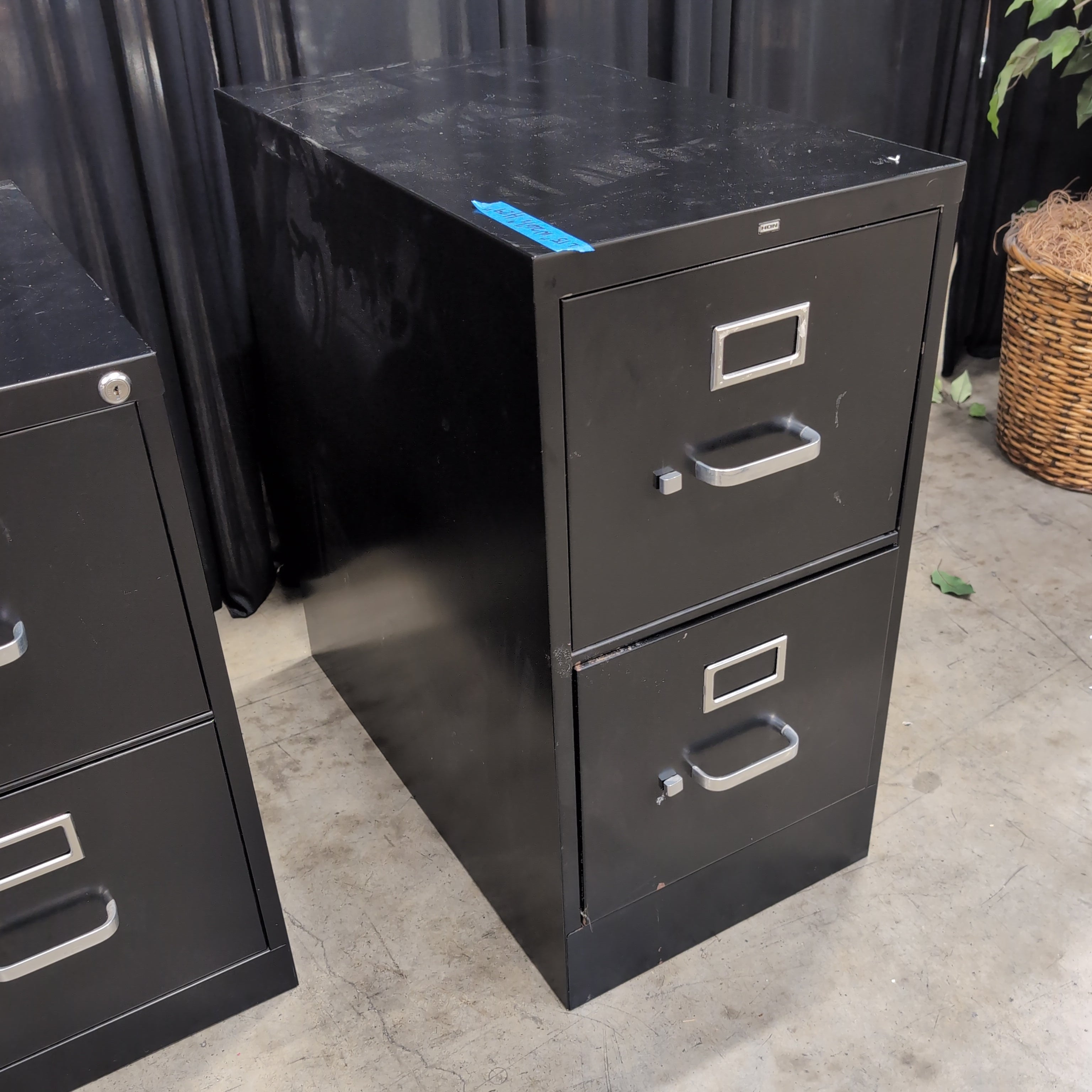 HON Black Two-Drawer Filing Cabinet in Metal