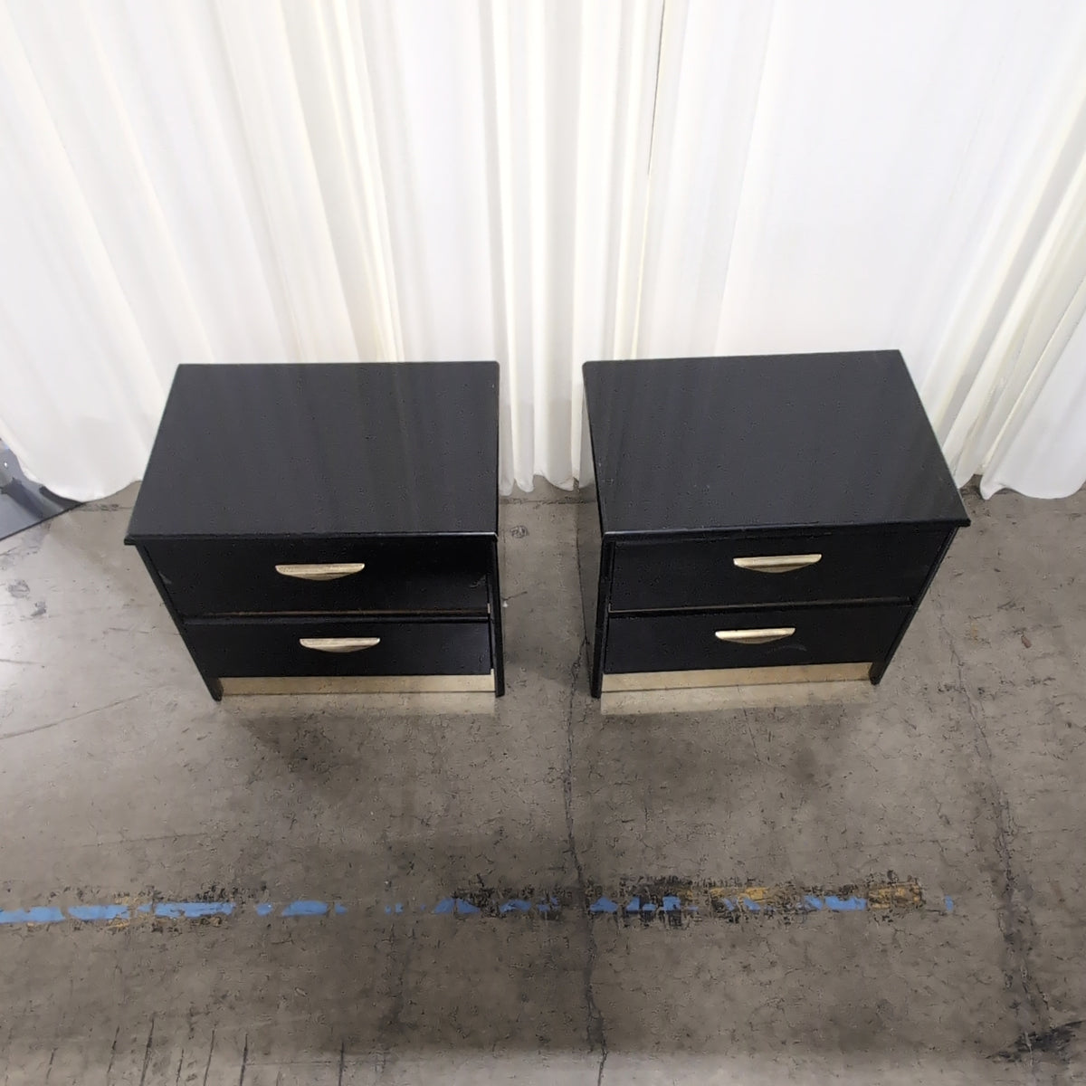 Black Lacquer Four-Drawer Dresser with Gold Pulls