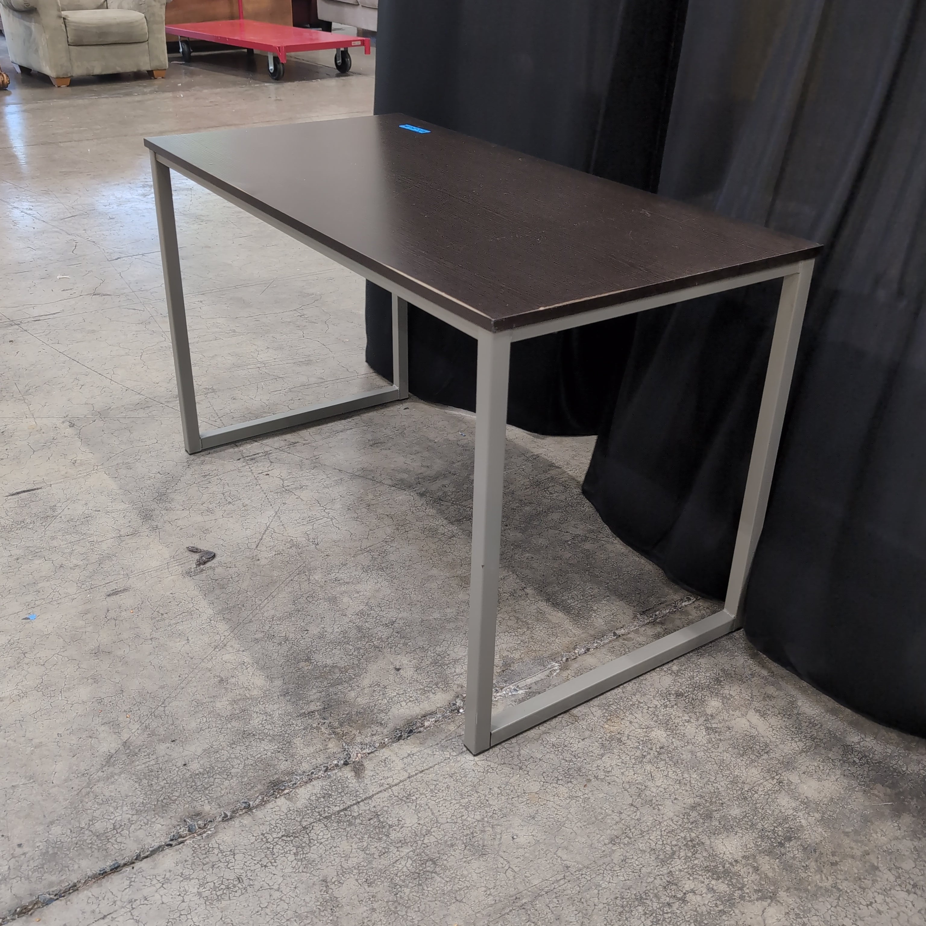 Dark Wood Grain Top Office Desk with Metal Legs