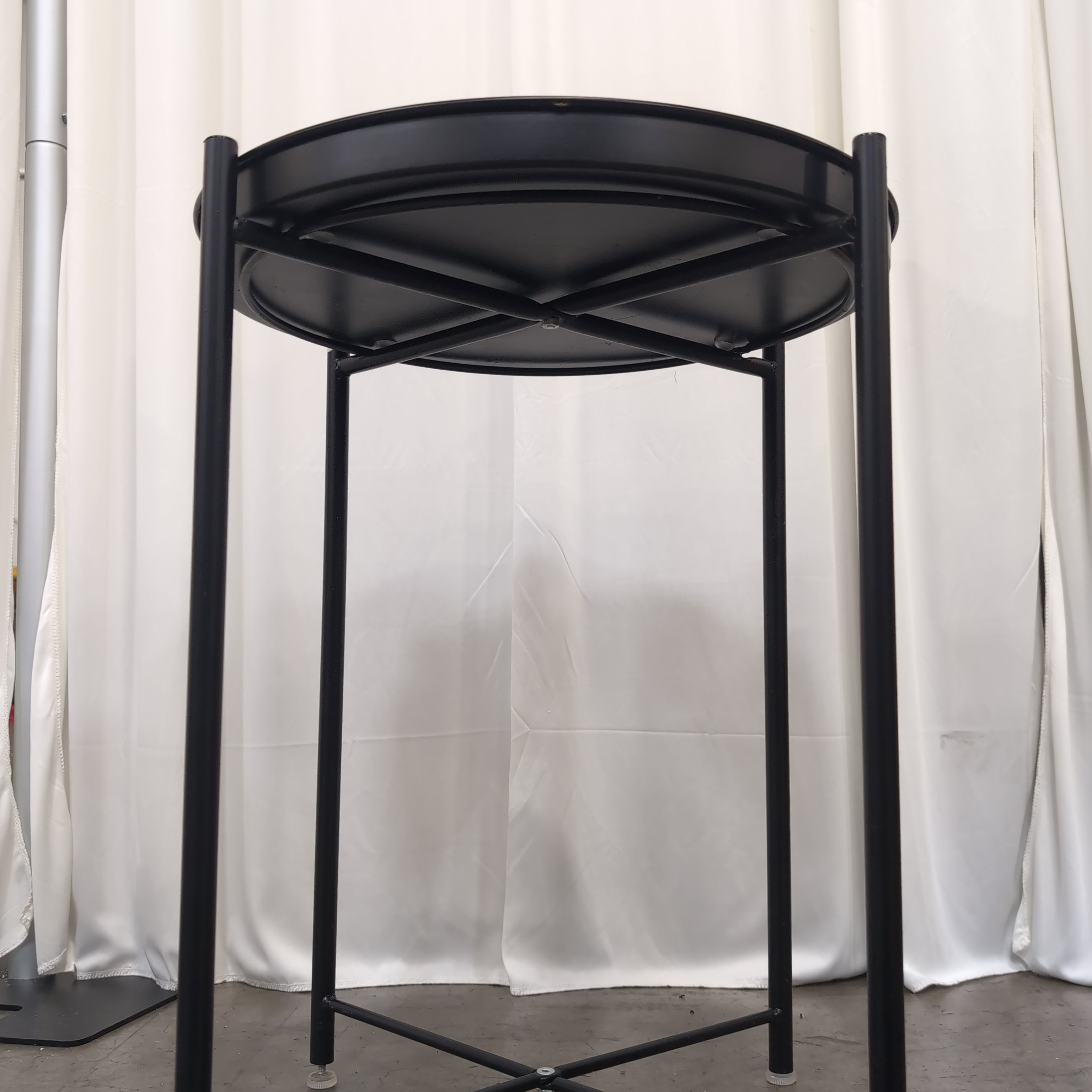 Black Metal Round Tray Top End Table