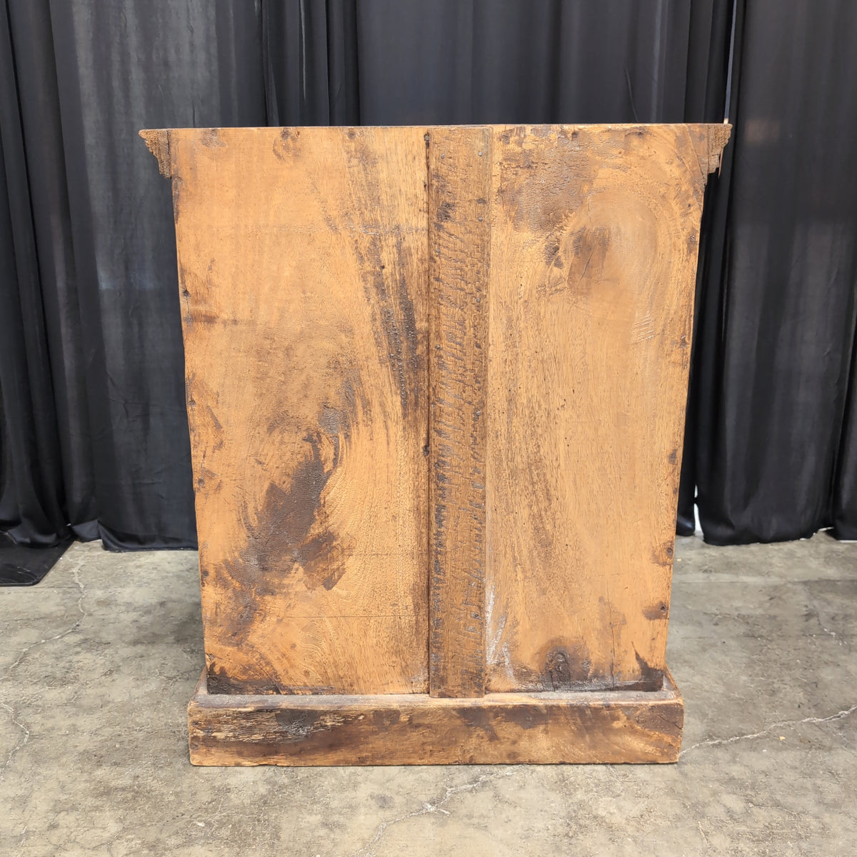 Rustic Brown Wood End Table with Slatted Doors