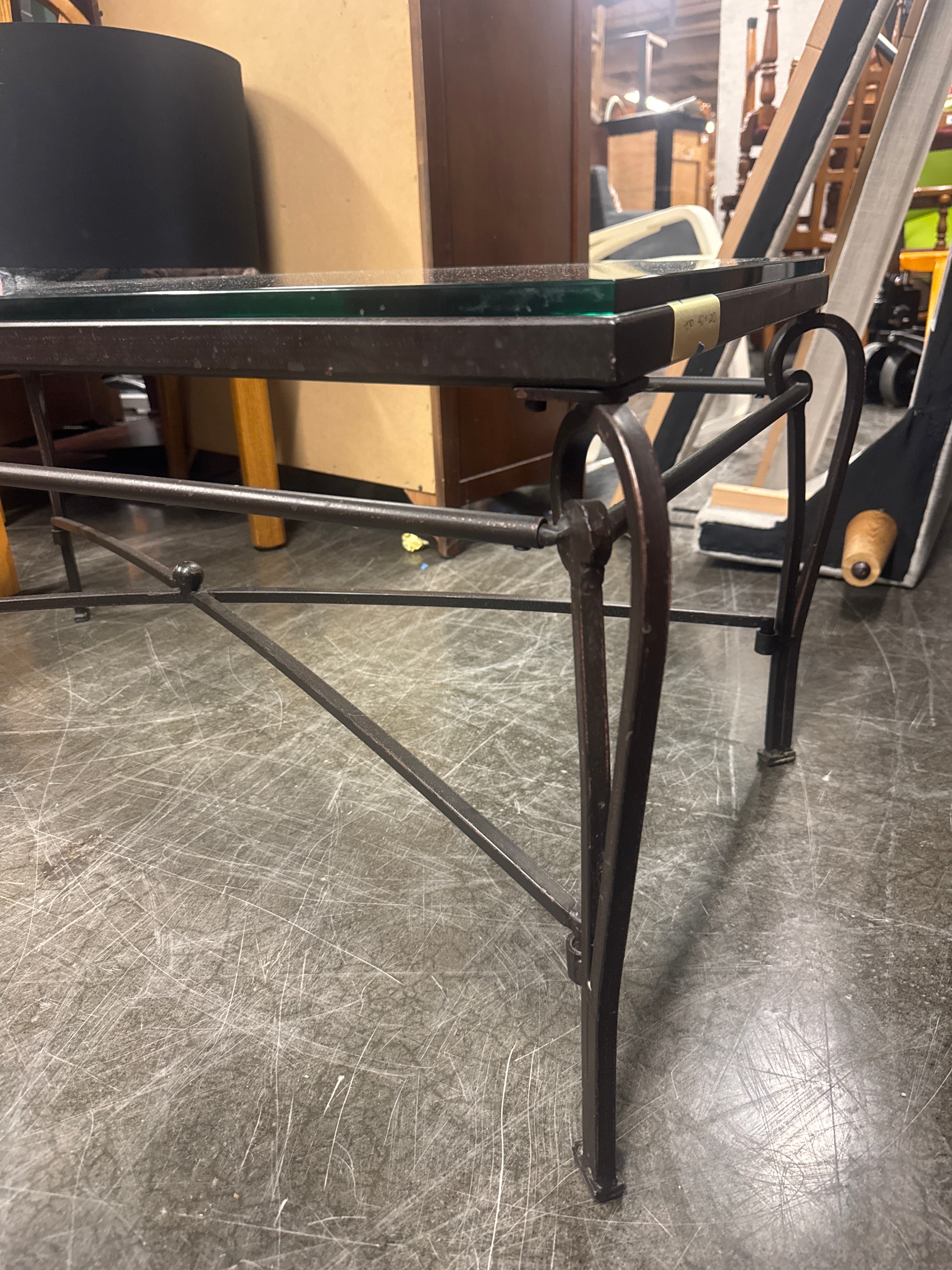 Modern Glass-Top Coffee Table with Metal Frame