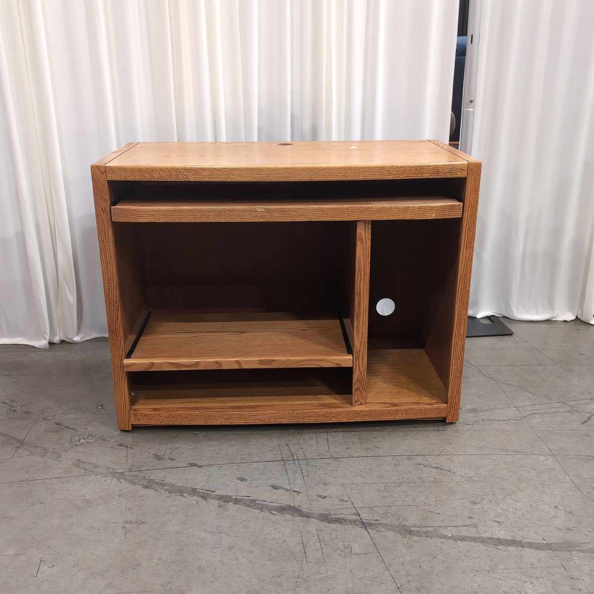 Natural Wood Computer Desk with Pull-Out Shelves