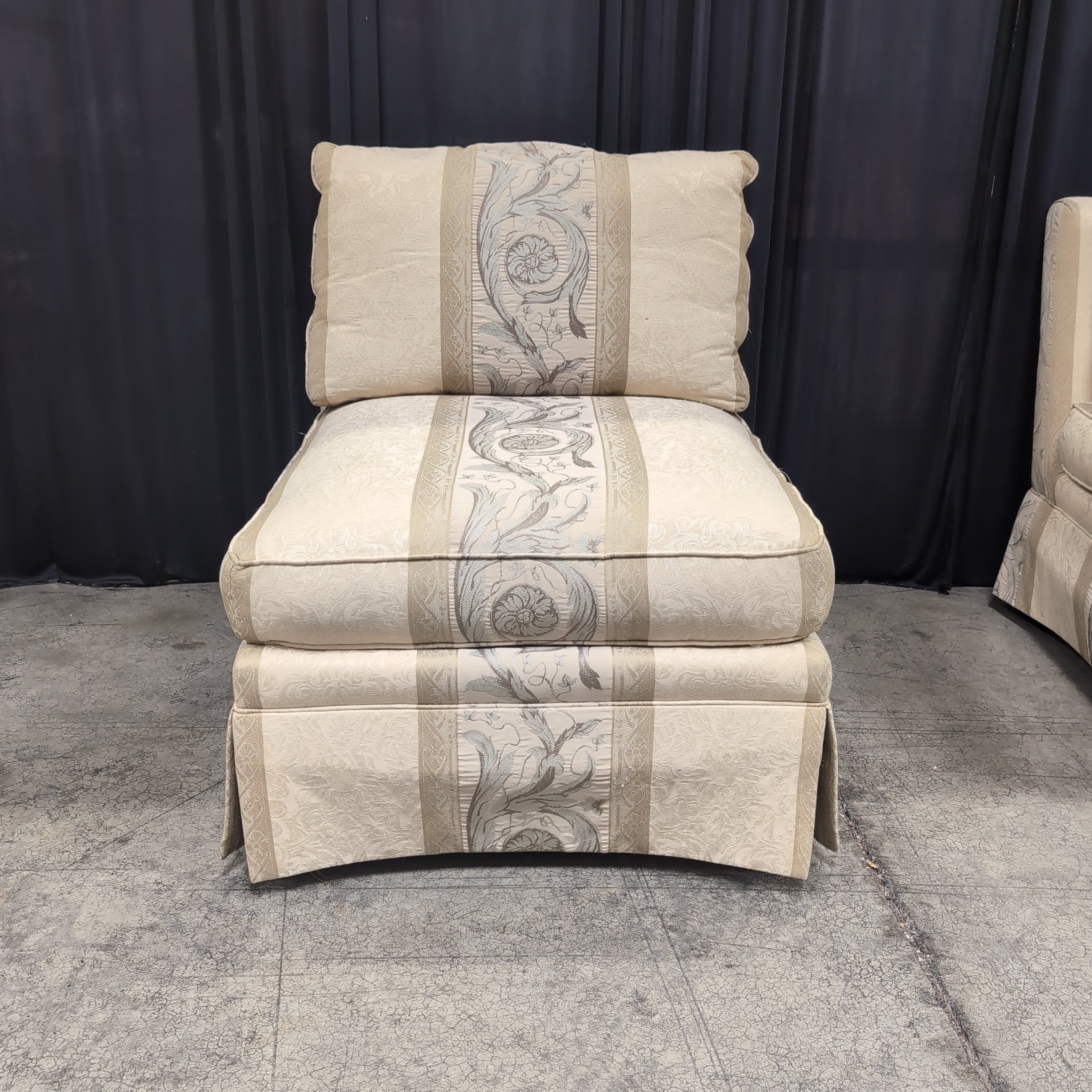 Sherrill Traditional Cream Armless Chair with Scrollwork