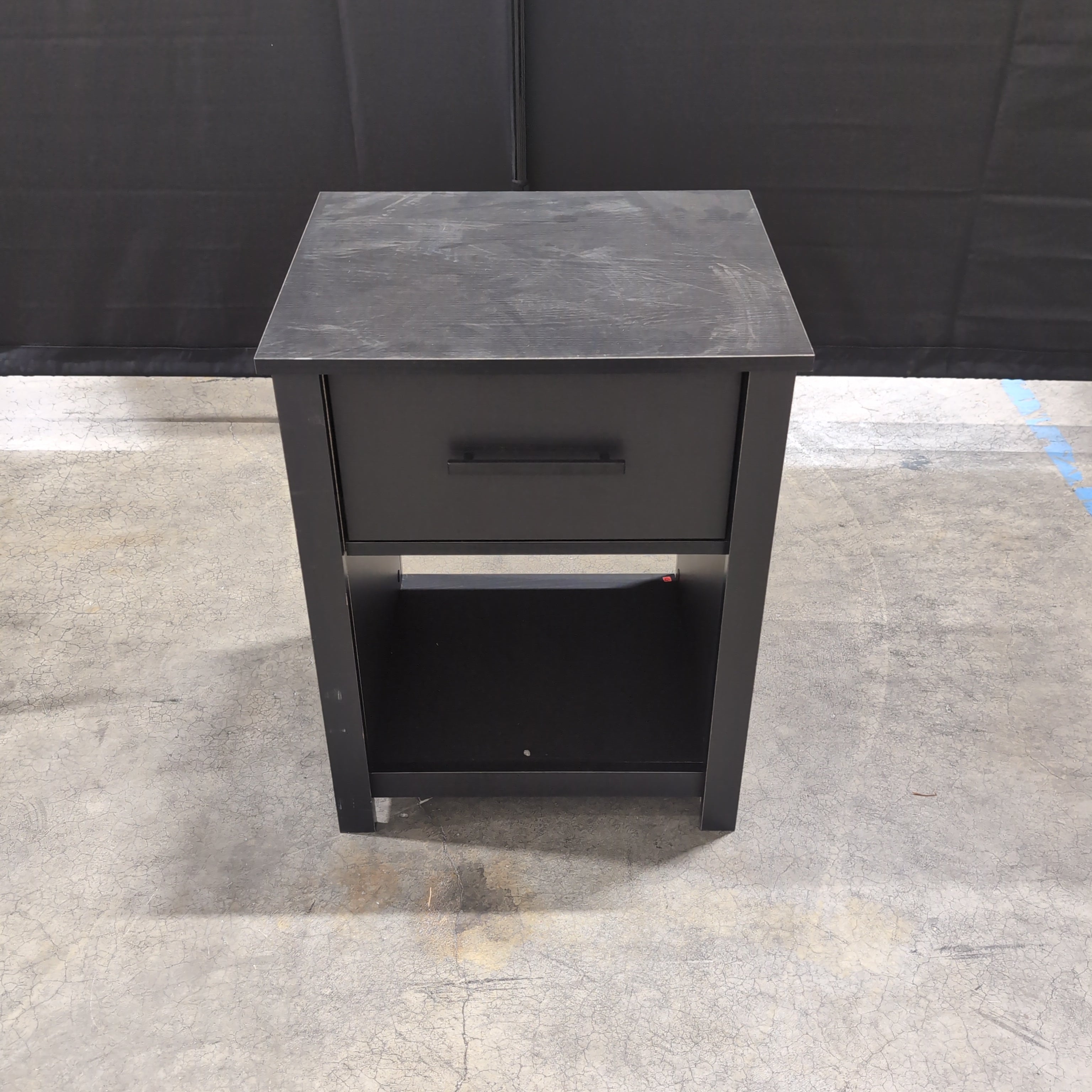 Ameriwood HOME Black Wood Composite Nightstand with Open Shelf