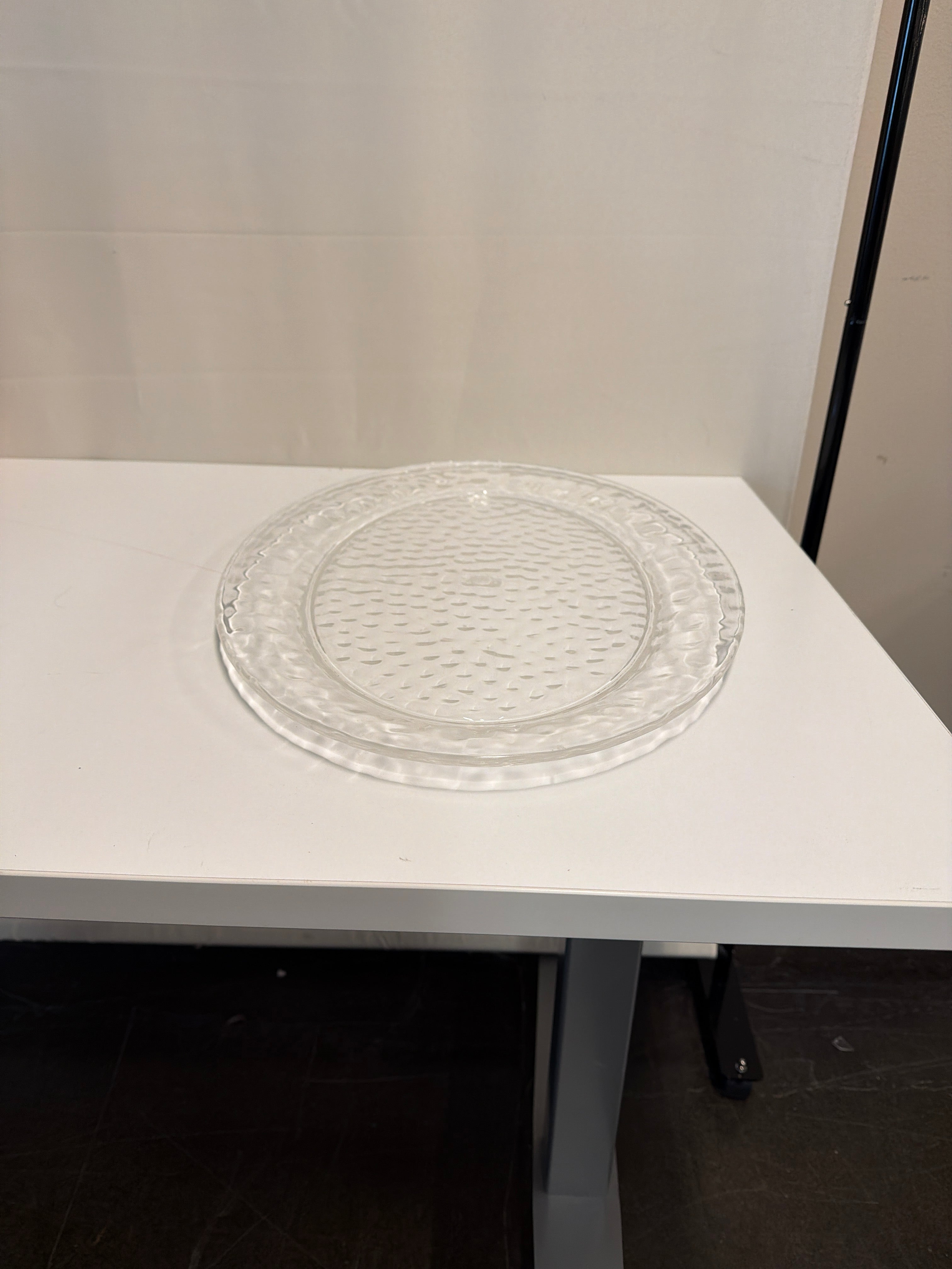 Transparent Oval Textured Glass Serving Platter