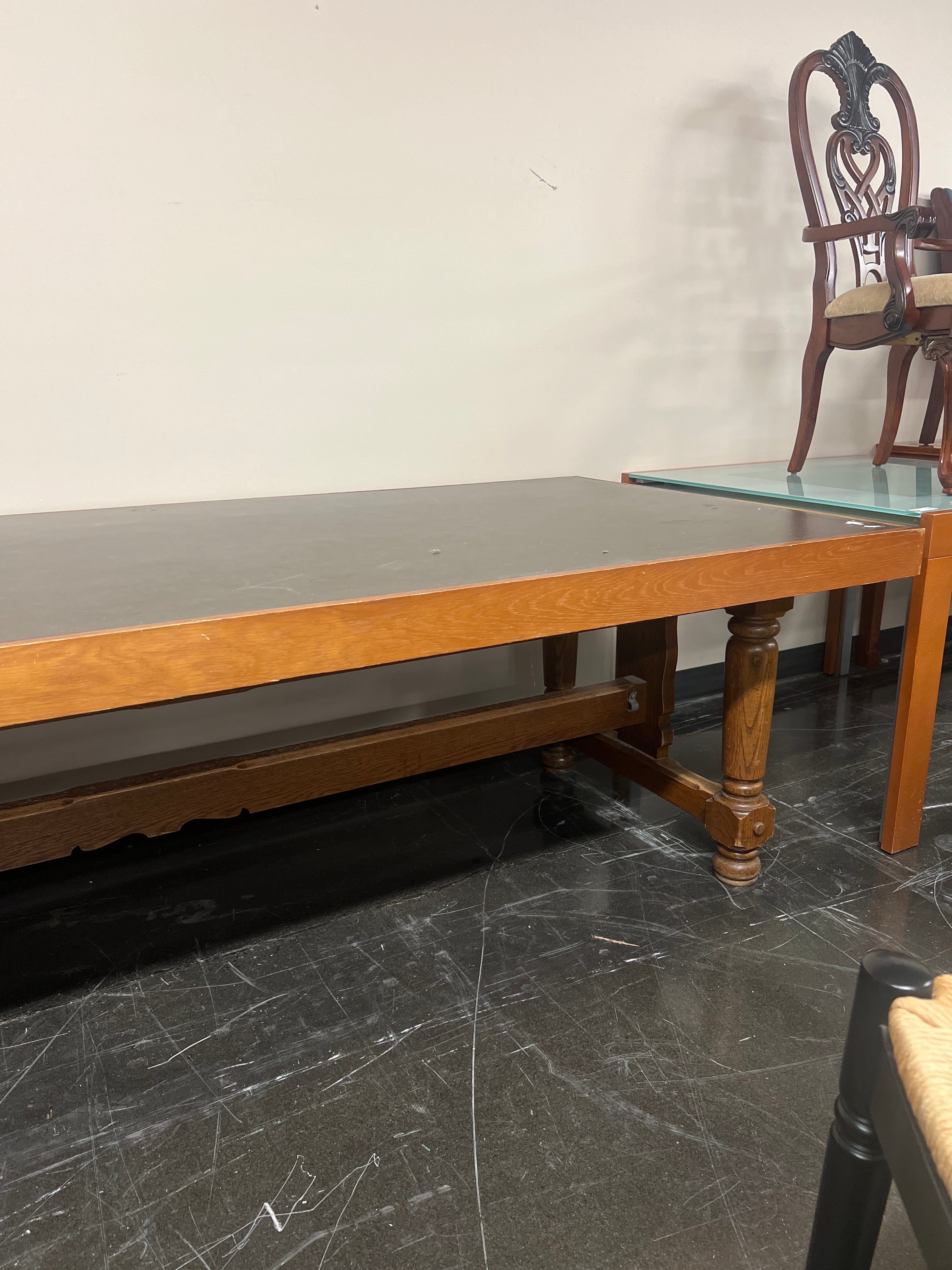 Vintage Large Library Tables Wood w/ Whimsical Details