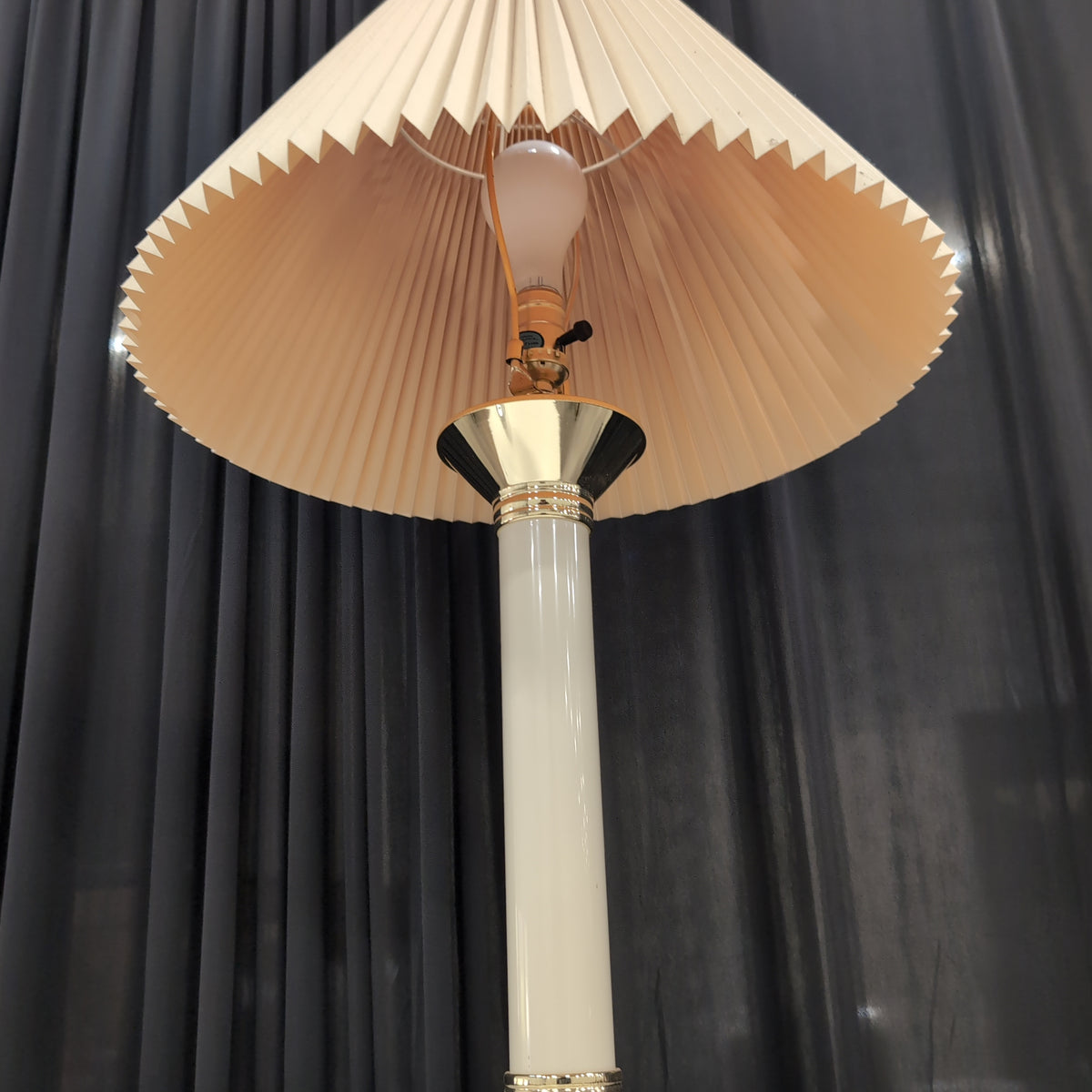 Cream Column Table Lamp with Pleated Shade