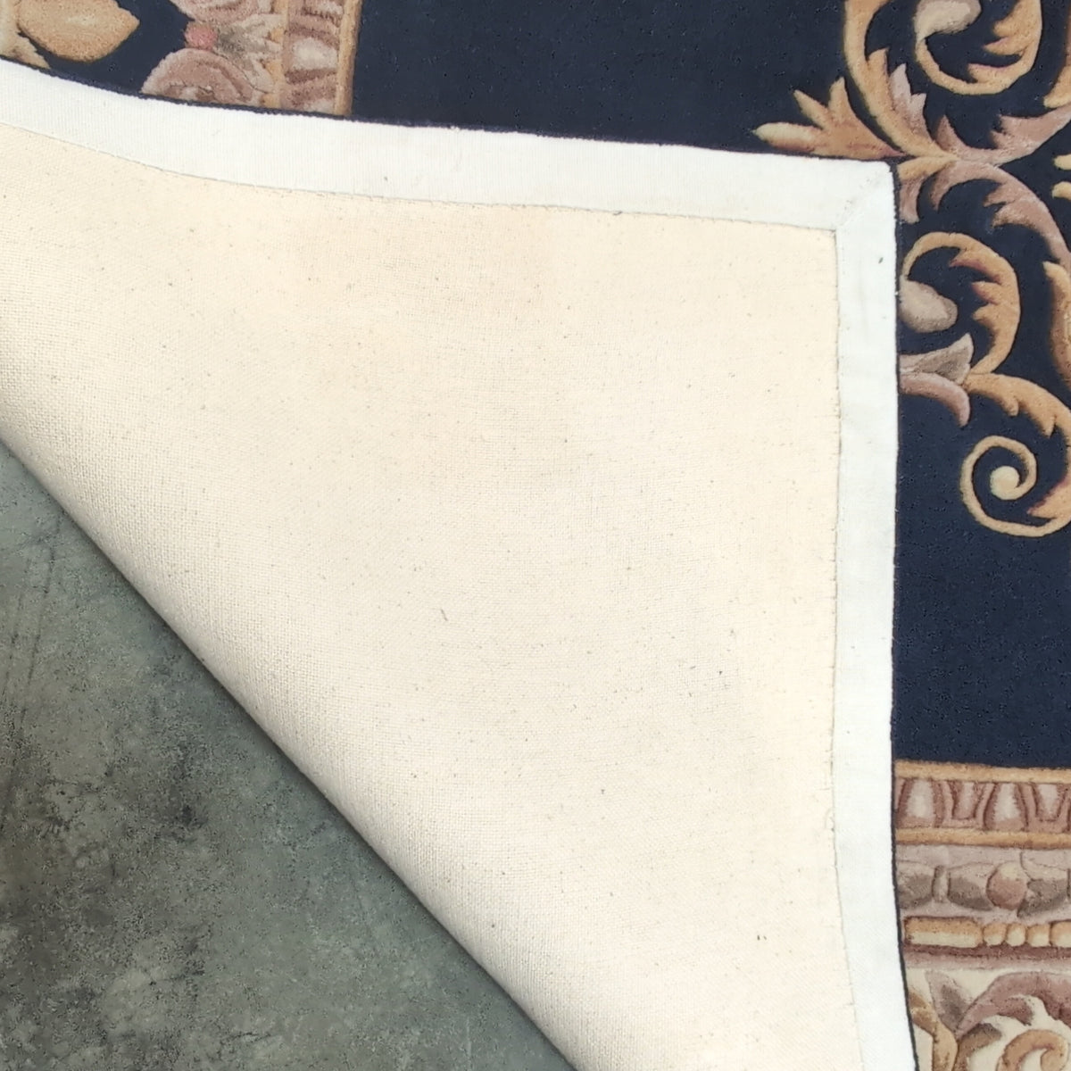Navy Blue and Gold Ornate Pattern Area Rug