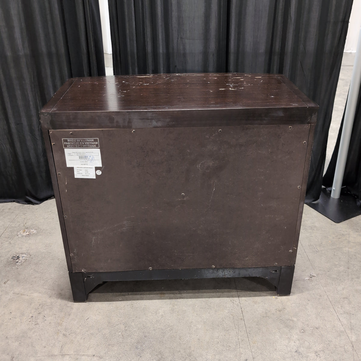 Dark Brown Two-Drawer Nightstand with Curved Fronts