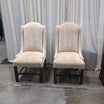 Wingback Style Upholstered Dining Chair in Beige Fabric