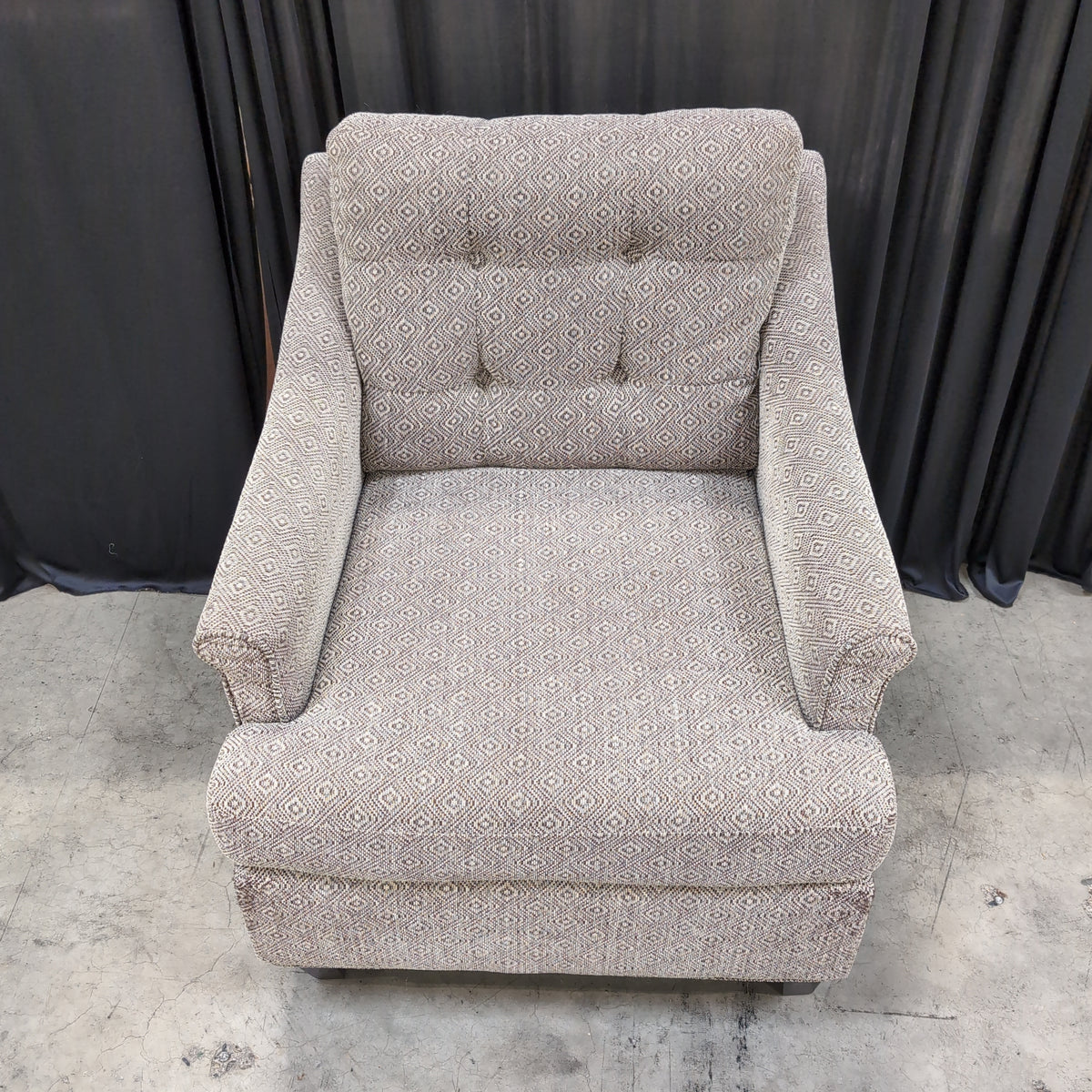 Tufted Beige Diamond Pattern Armchair