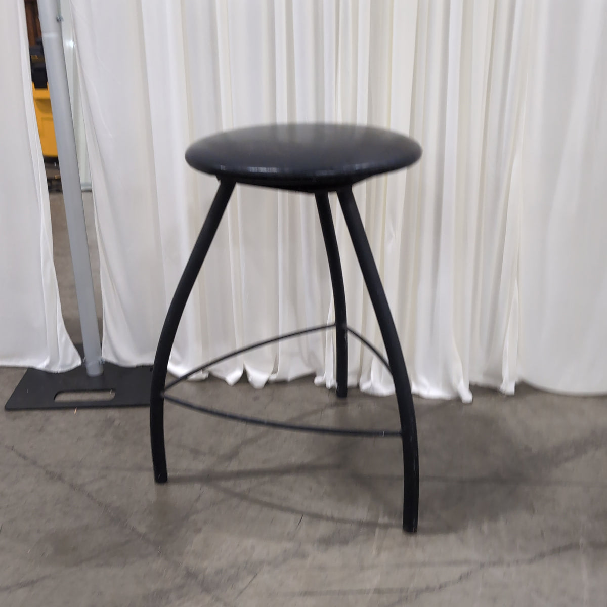 Pair of Black Round Seat Stools with Metal Legs