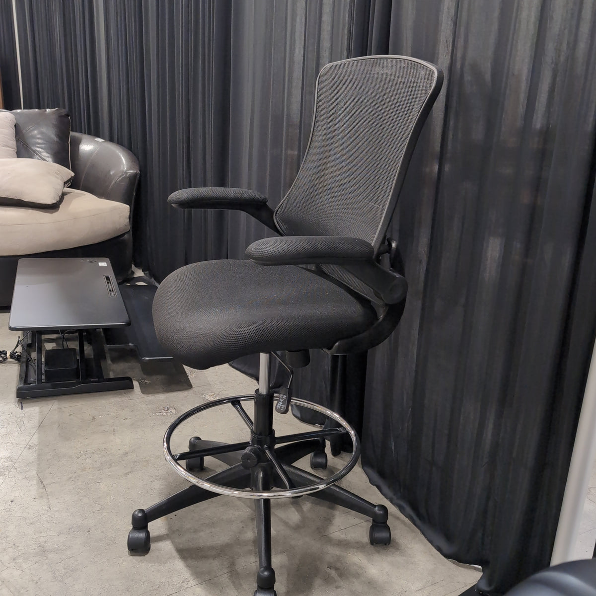 Black Mesh and Fabric Tall Office Chair with Foot Ring