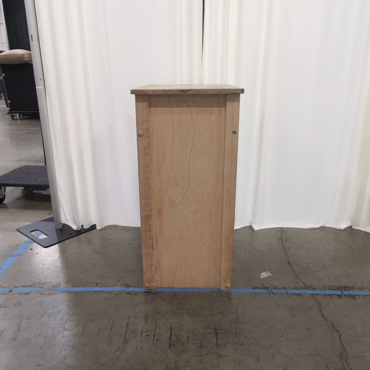 Natural Finish Wood Nightstand with Cabinet Doors