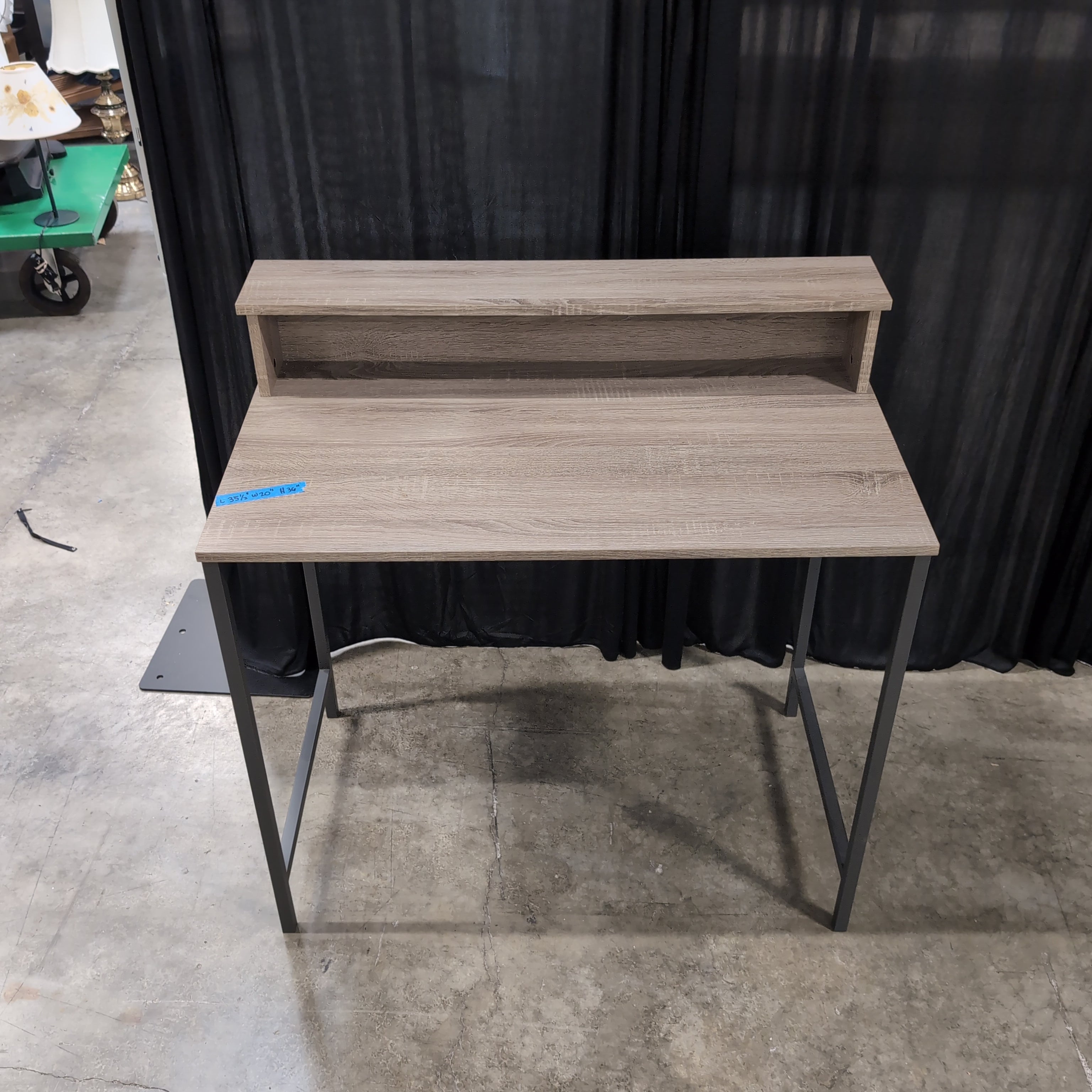 Modern Gray Wood-Look Desk with Hutch