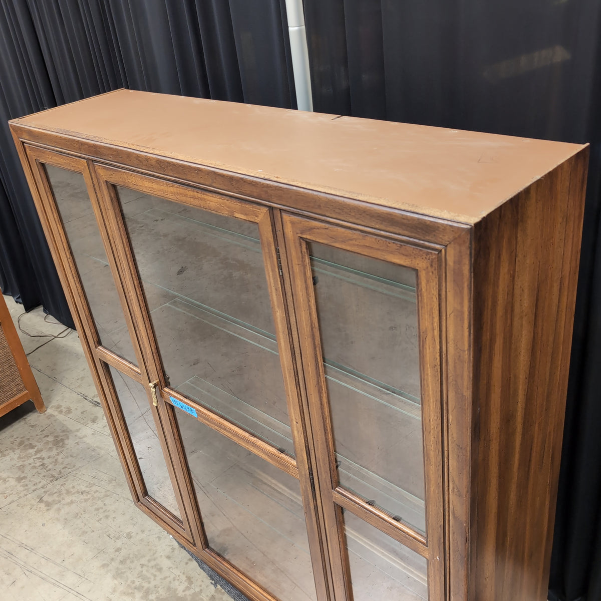 Traditional Brown Hardwood China Cabinet with Glass Doors