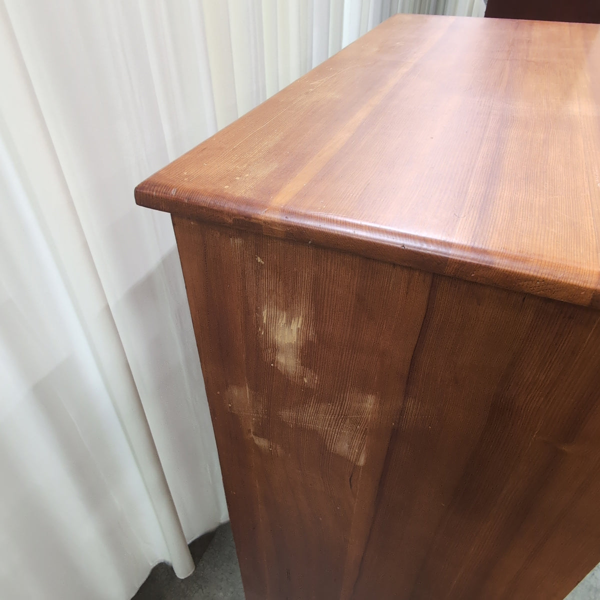 Traditional Five-Drawer Wood Dresser in Honey Tone