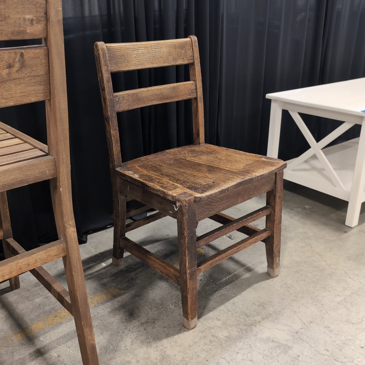 Rustic Brown Wood Slat Back Chair