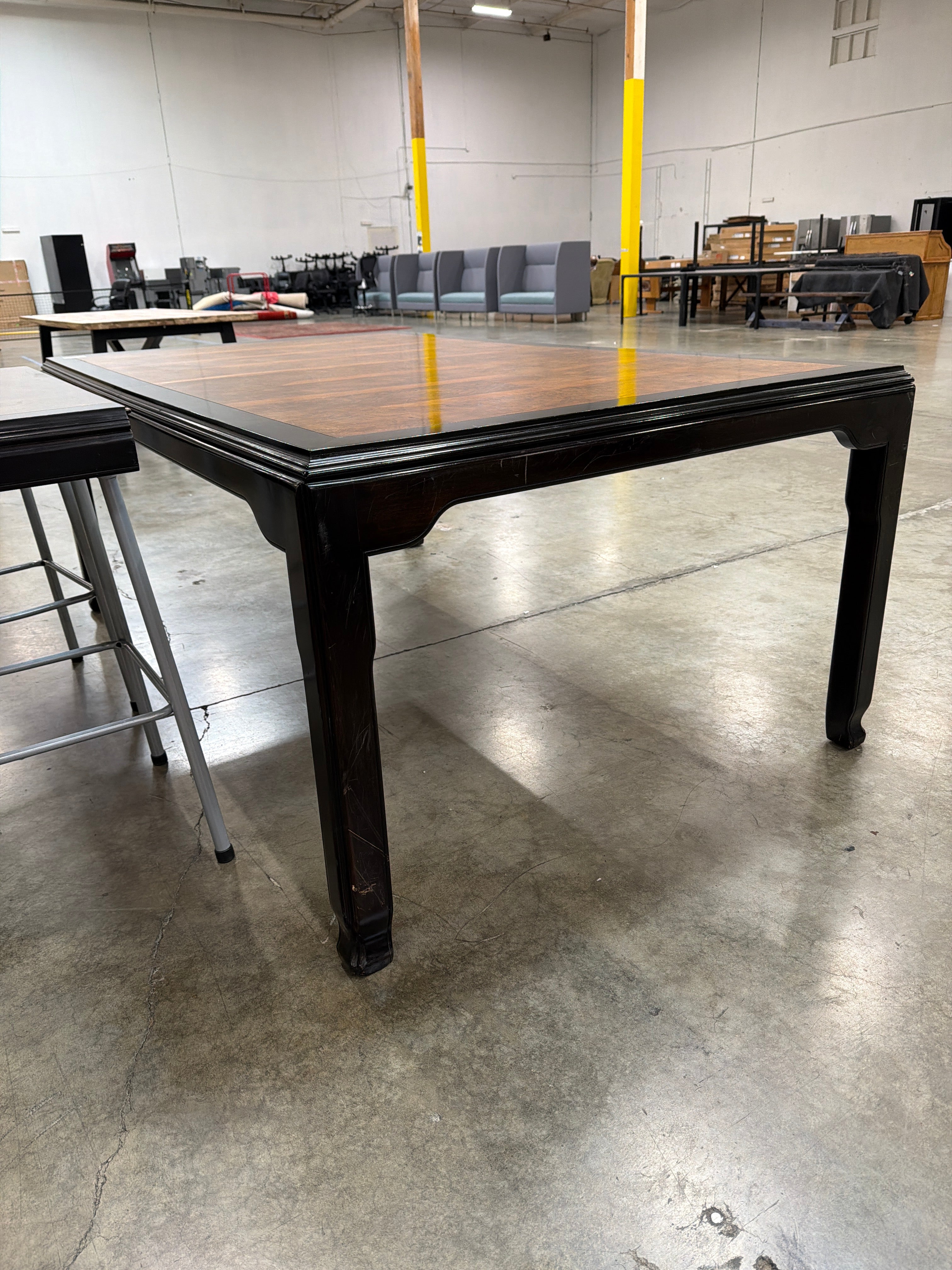 Vintage Century Furniture 'Chin Hua' Burl Wood & Black Lacquer Dining Table