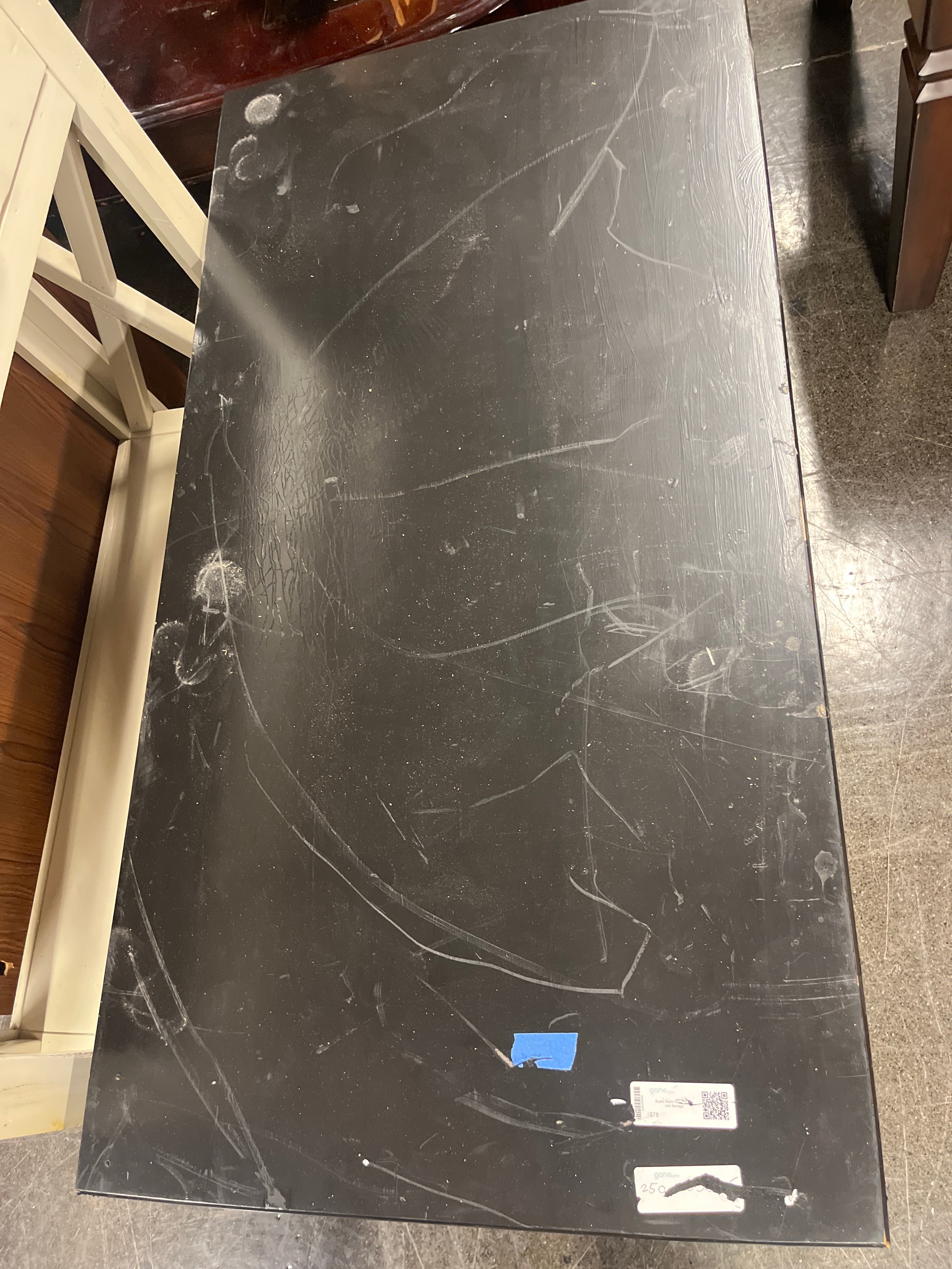 Rustic Black Coffee Table with Storage in Fair condition scrapes on top