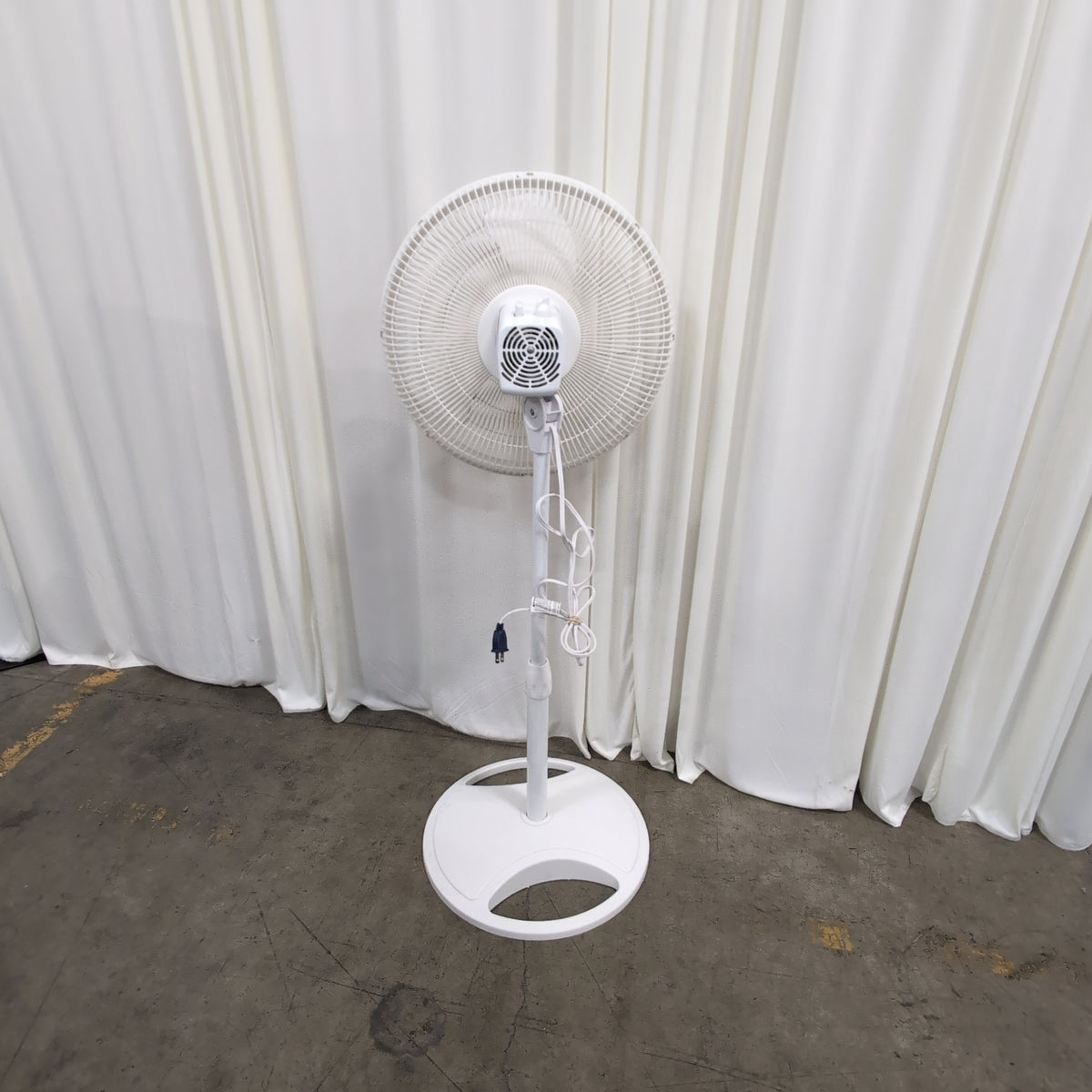 White Lasko Adjustable Height Pedestal Fan