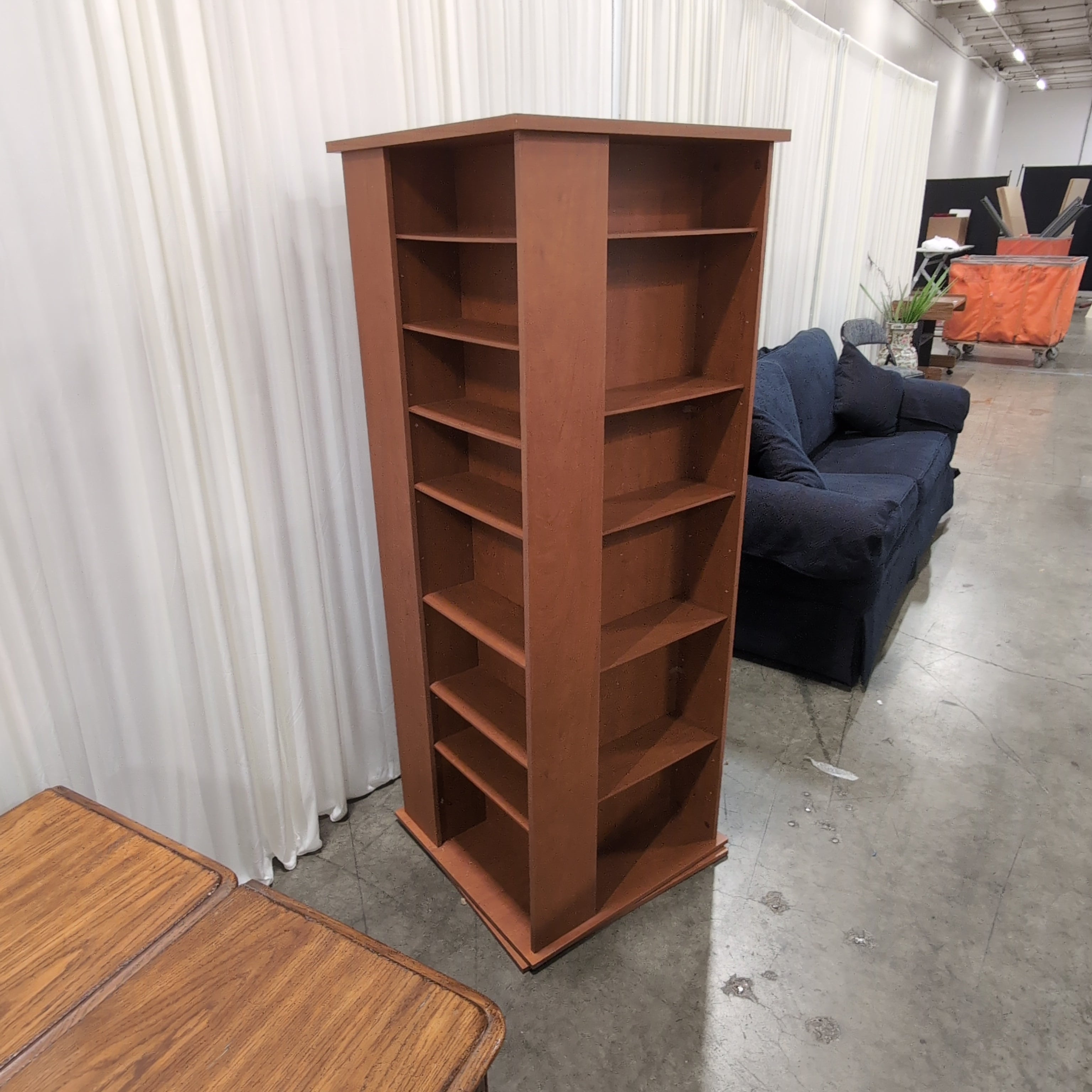 Asymmetrical Wood Bookcase with Multiple Shelves