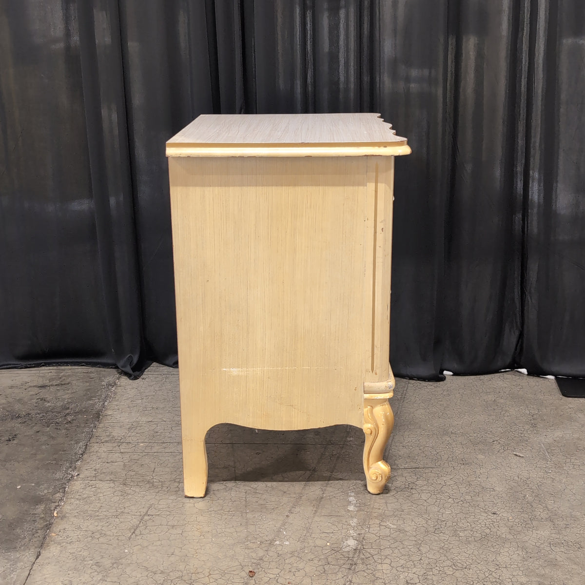 French Provincial Style Two-Drawer Nightstand in Cream Wood