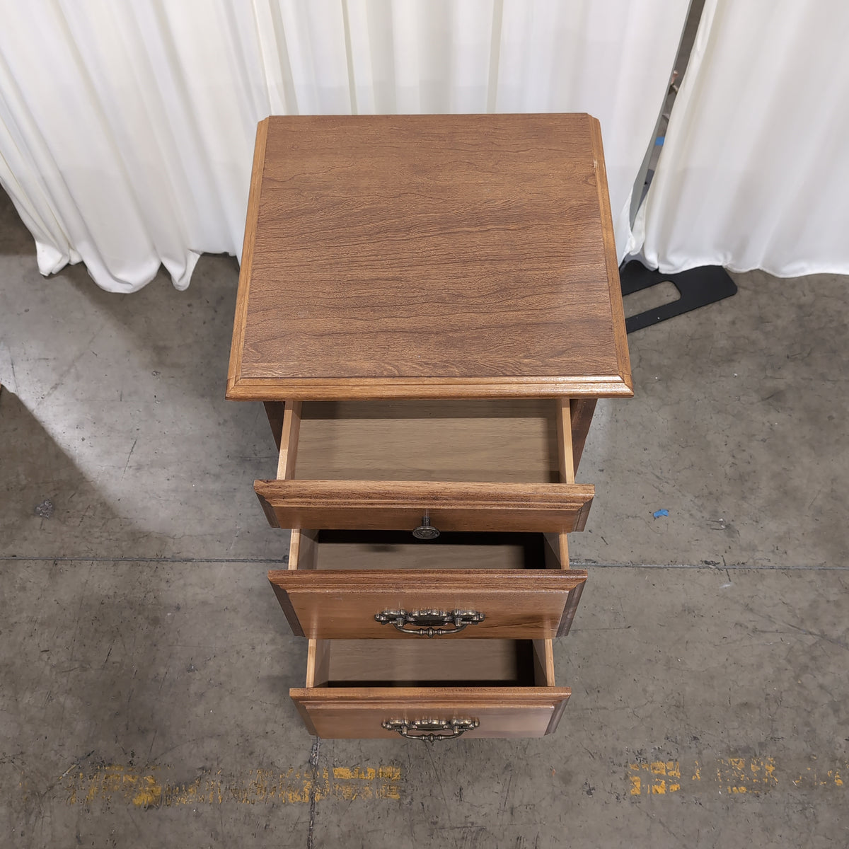 Traditional Style Three-Drawer Nightstand in Wood