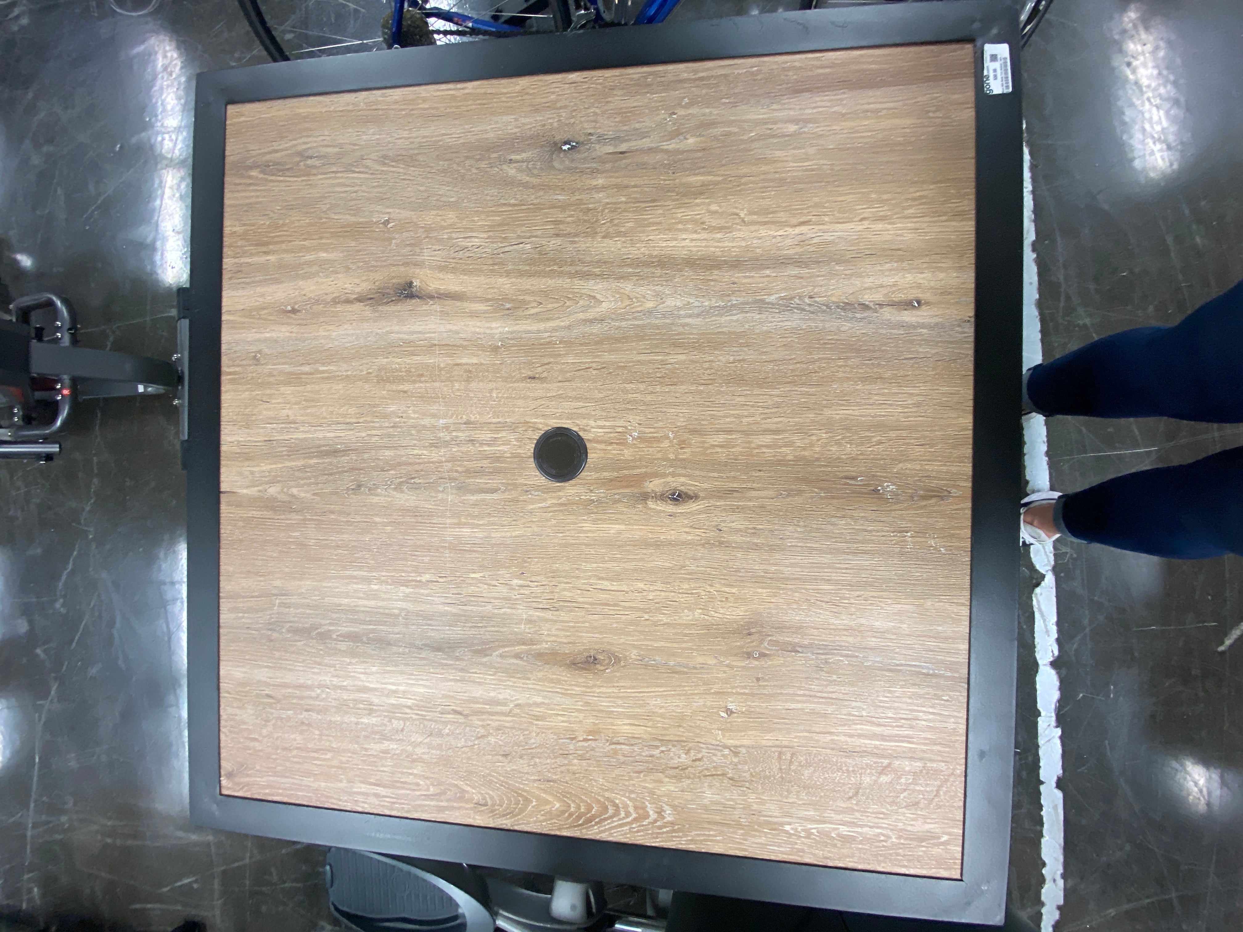 Wood With Metal Trim Outdoor Table