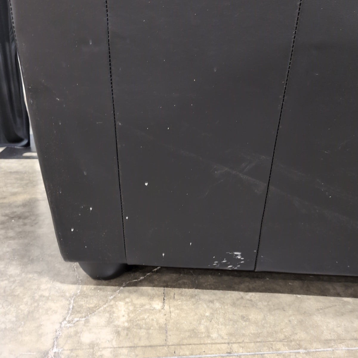 Black Rolled Arm Three-Cushion Couch in Leather