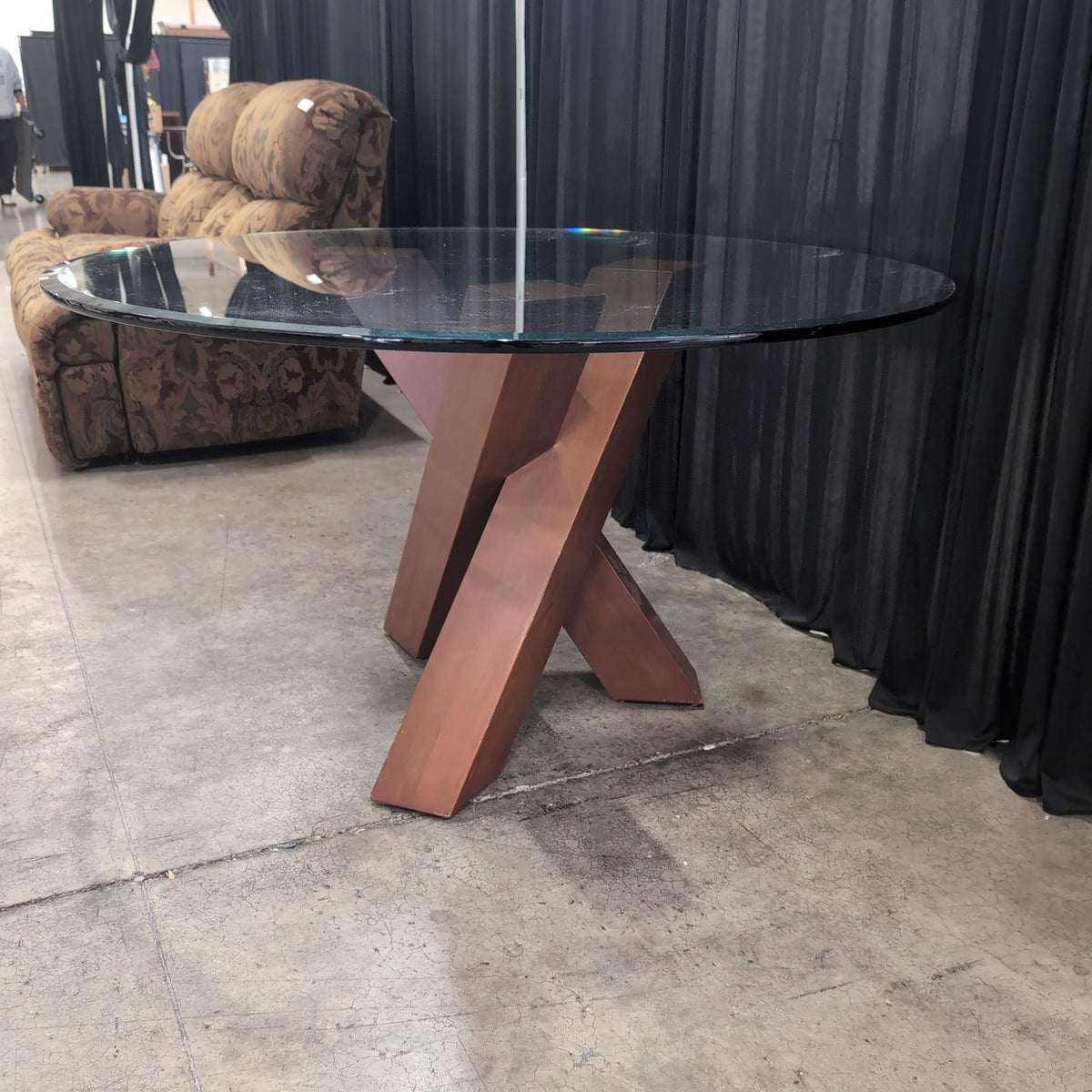 Cherry Finish Geometric Wood Coffee Table Base
