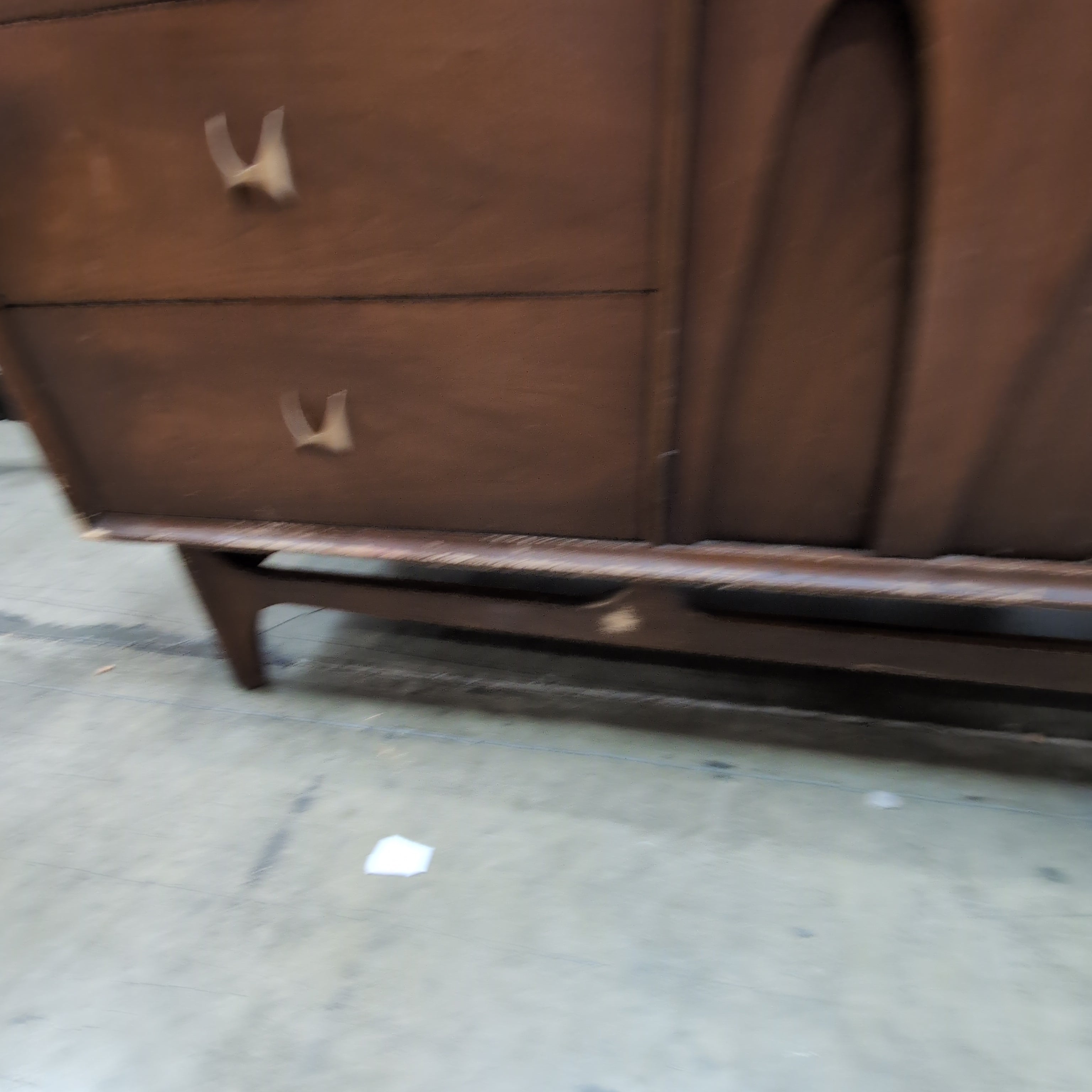 Mid-Century Modern Dark Wood Dresser with Matching Mirror
