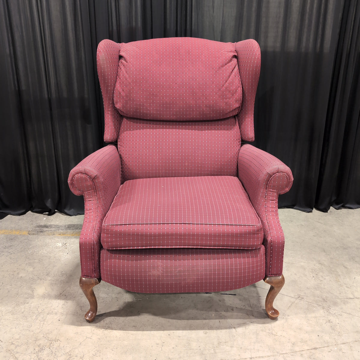 Mauve Wingback Recliner with Cabriole Legs