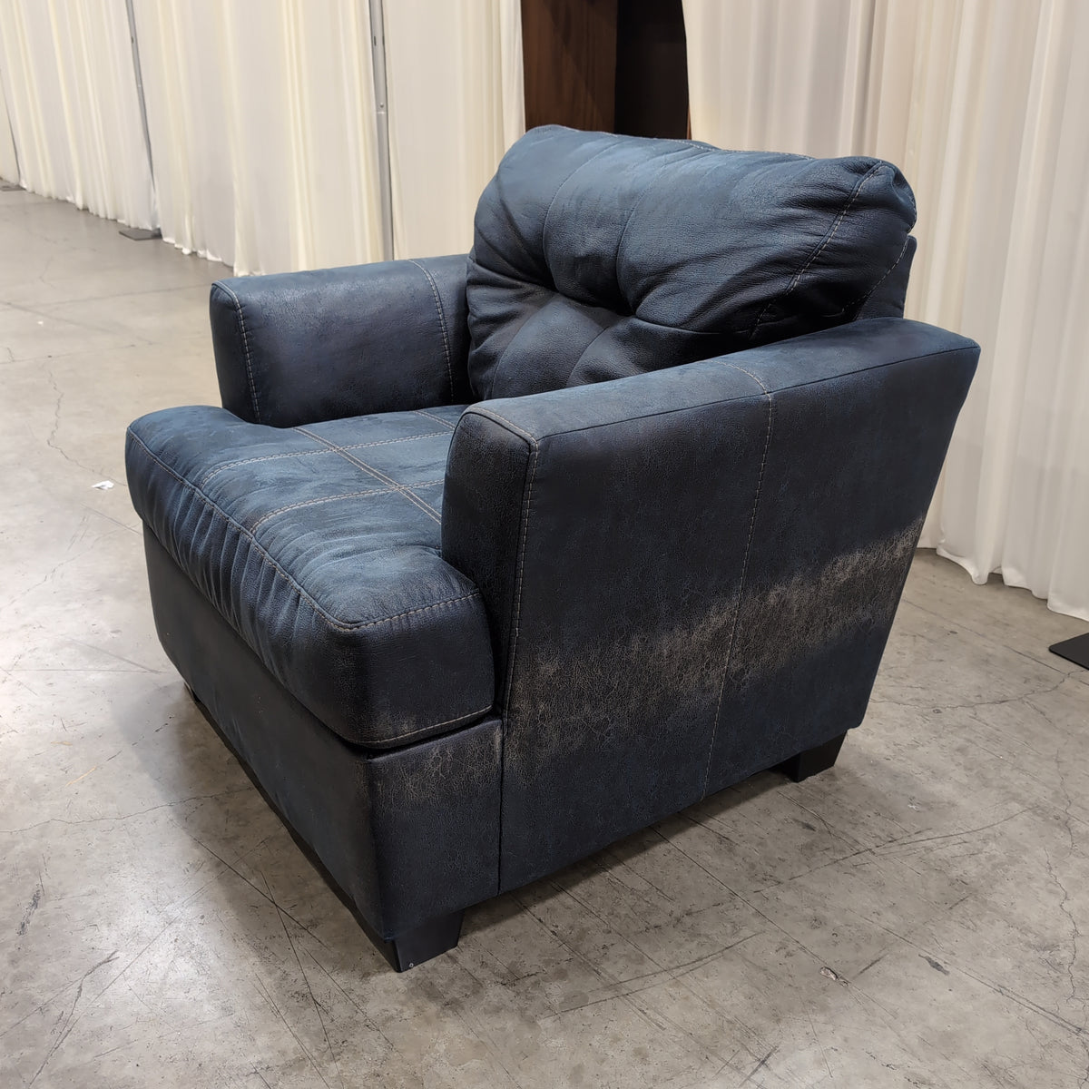 Dark Gray Upholstered Oversized Armchair with Contrast Stitching