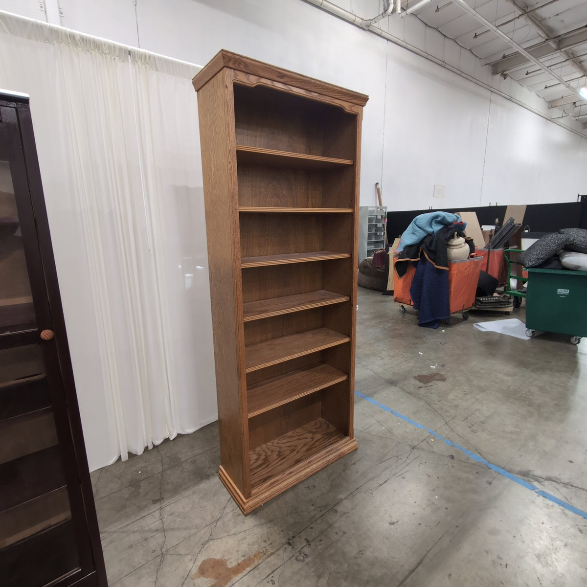 Seven-Shelf Wood Bookcase with Crown Molding