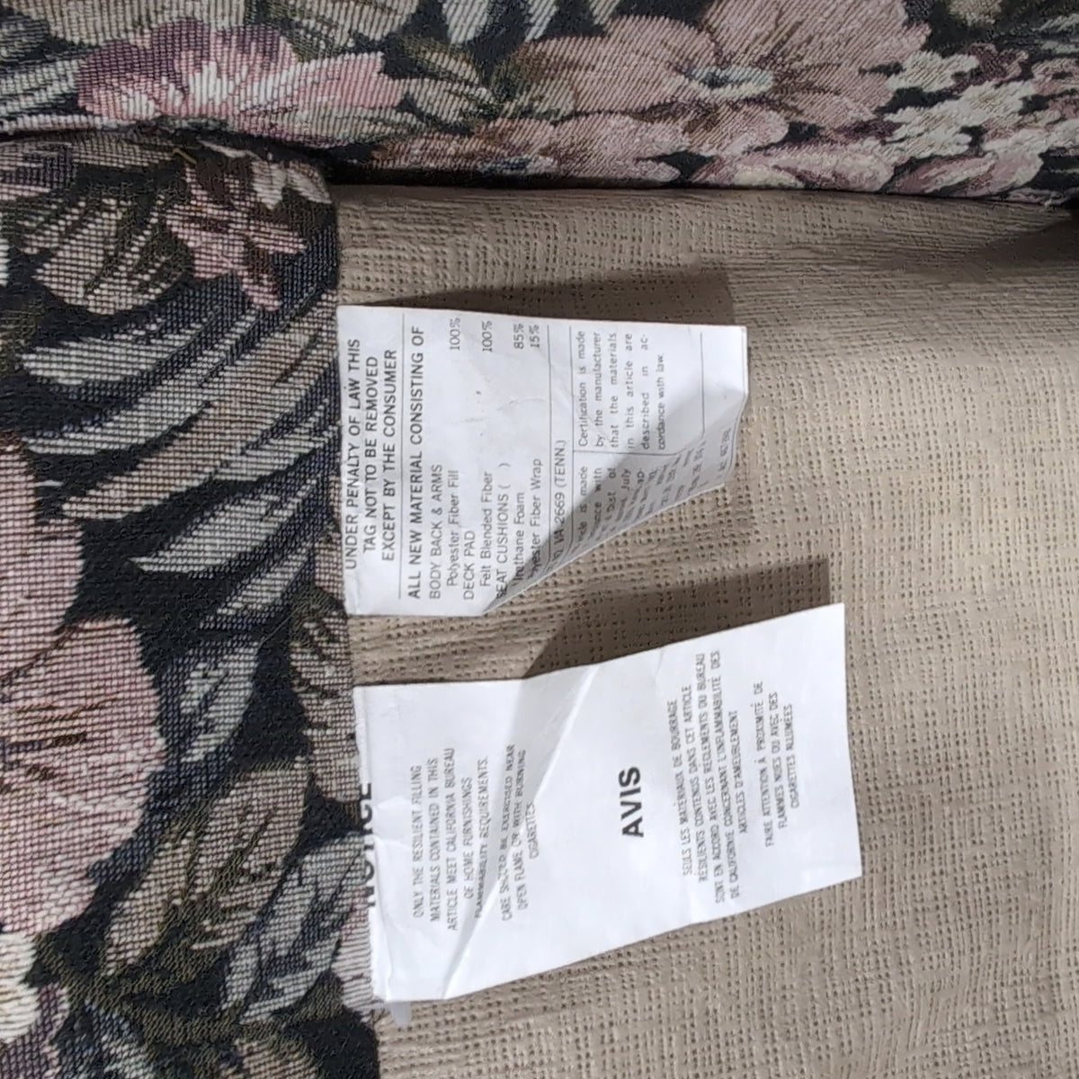 Vintage Floral Pattern Couch with Tufted Back