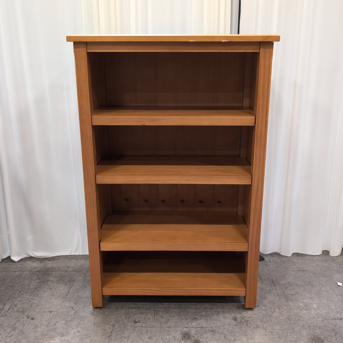 Light Brown Wood Five-Shelf Bookcase