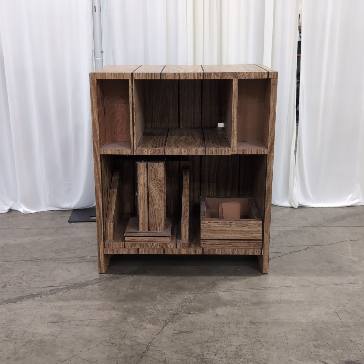Natural Wood Multi-Compartment Storage Cabinet