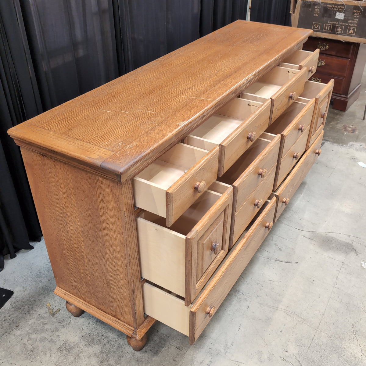 Traditional Wood Dresser with Attached Mirror