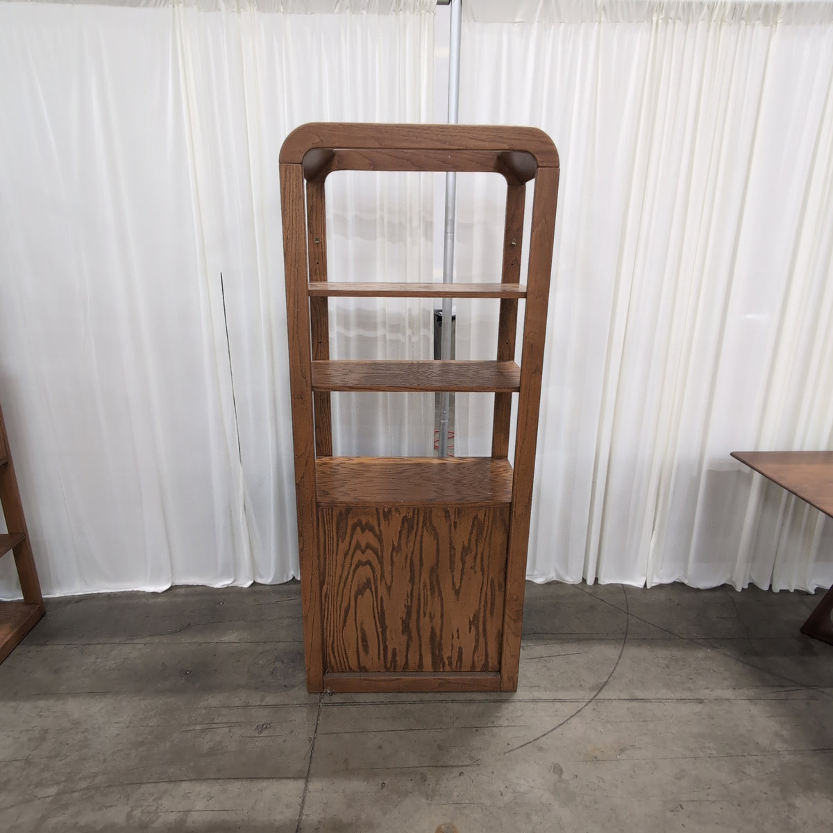 Rounded Top Wood Bookcase with Cabinet Storage