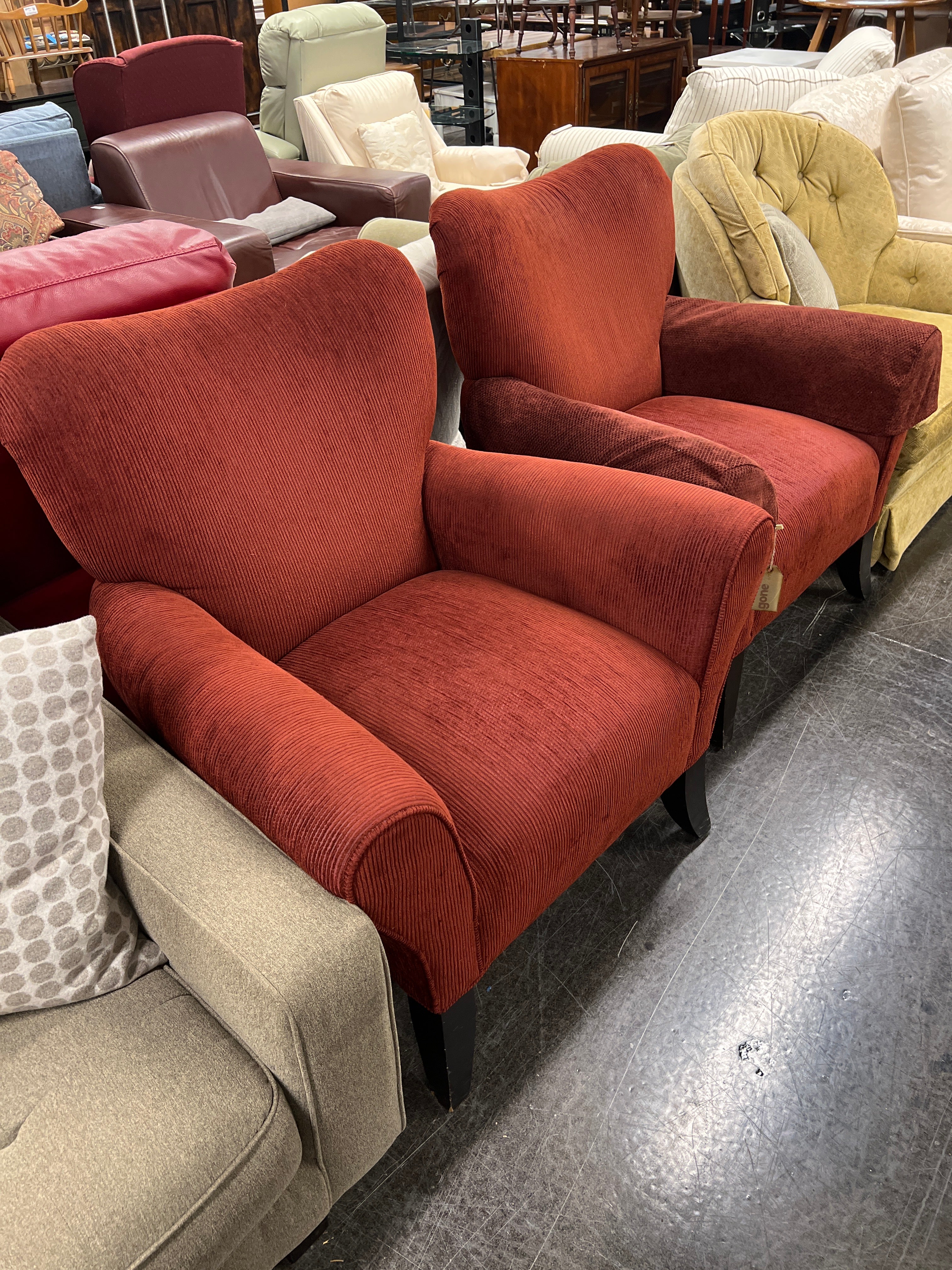 Pair of Rust Bucket Style Armchairs